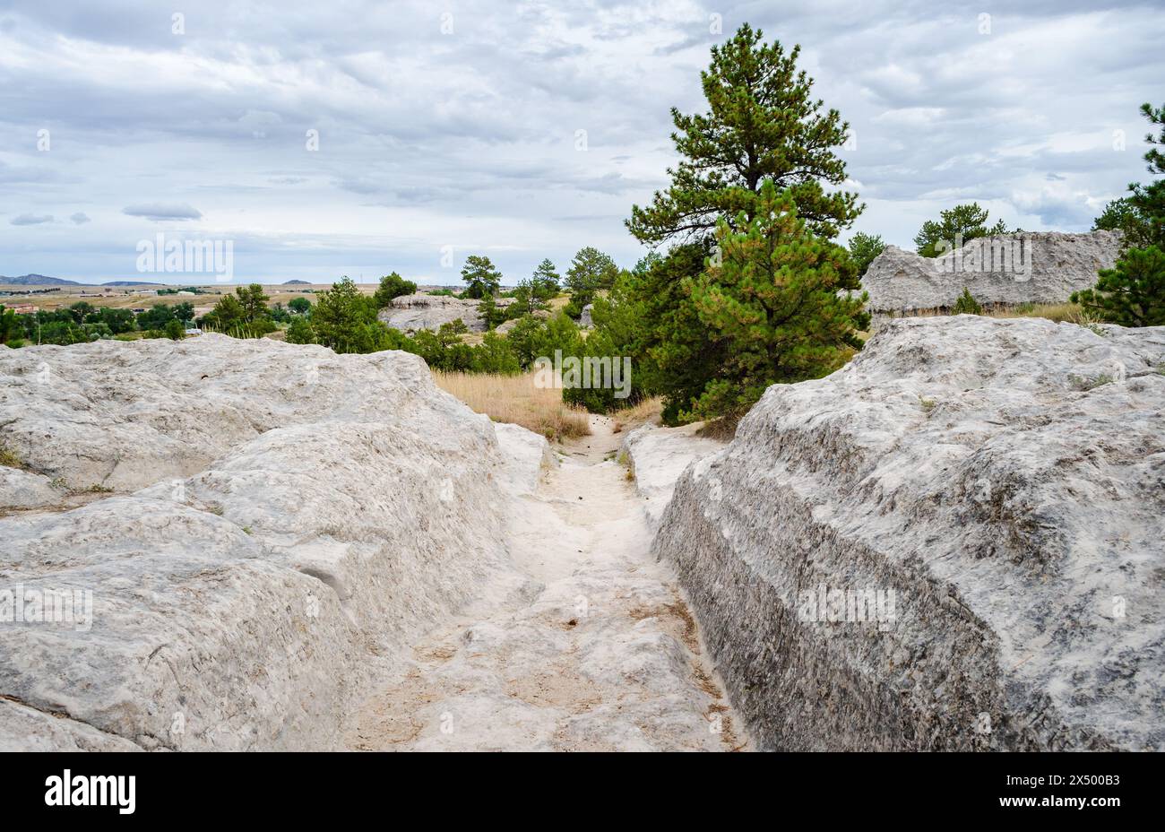 Oregon Trail Ruts State Historic Site in Guernsey, Wyoming, USA Stock