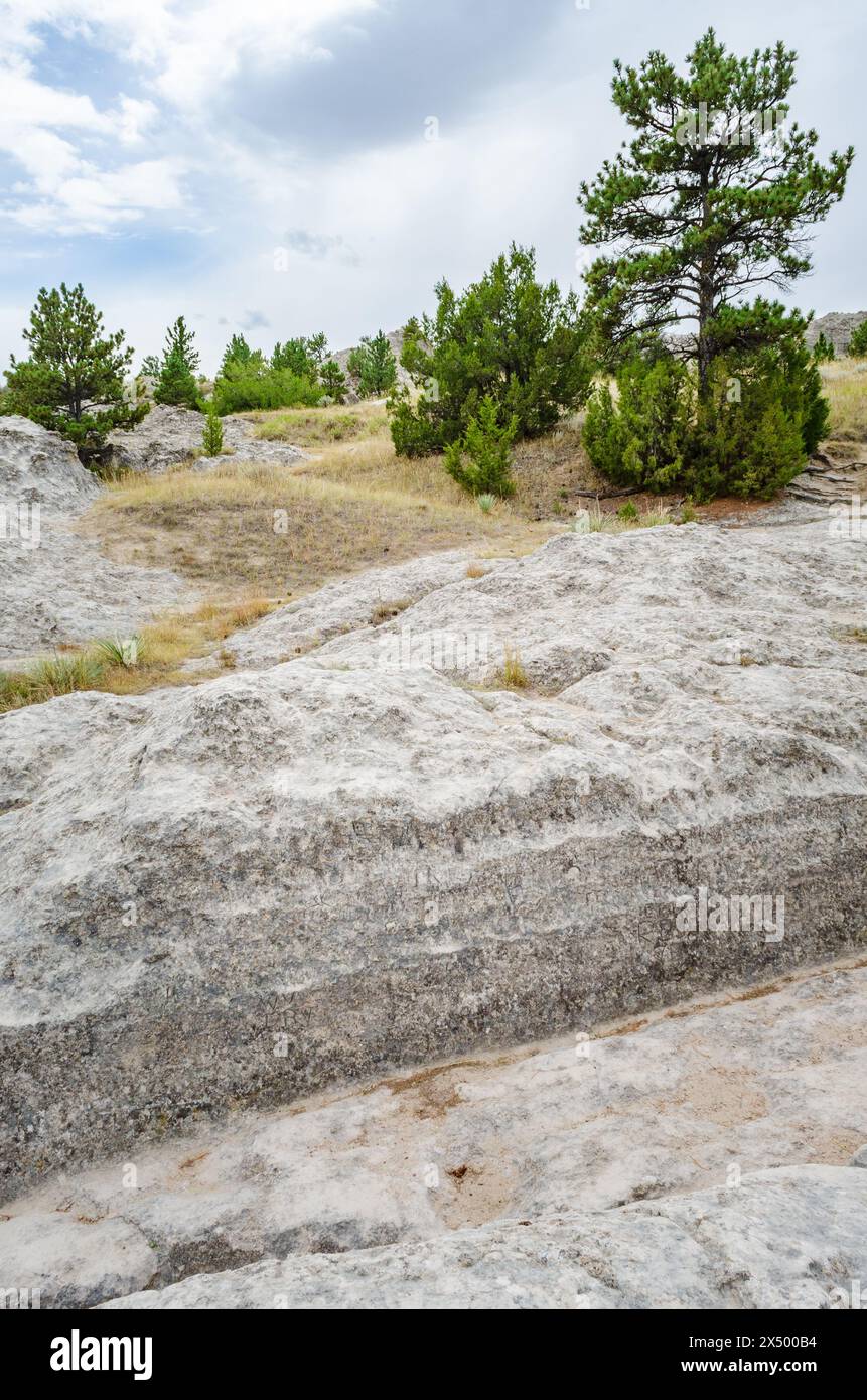 Oregon Trail Ruts State Historic Site in Guernsey, Wyoming, USA Stock