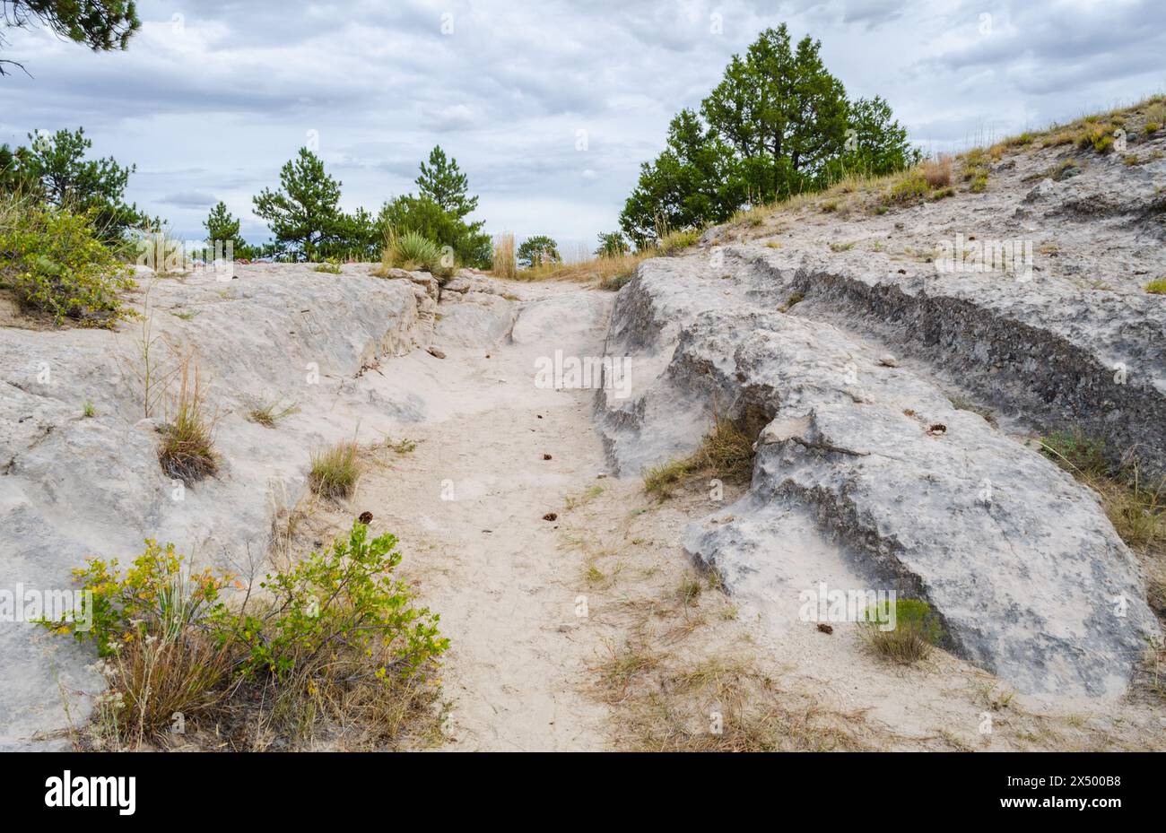 Oregon Trail Ruts State Historic Site in Guernsey, Wyoming, USA Stock