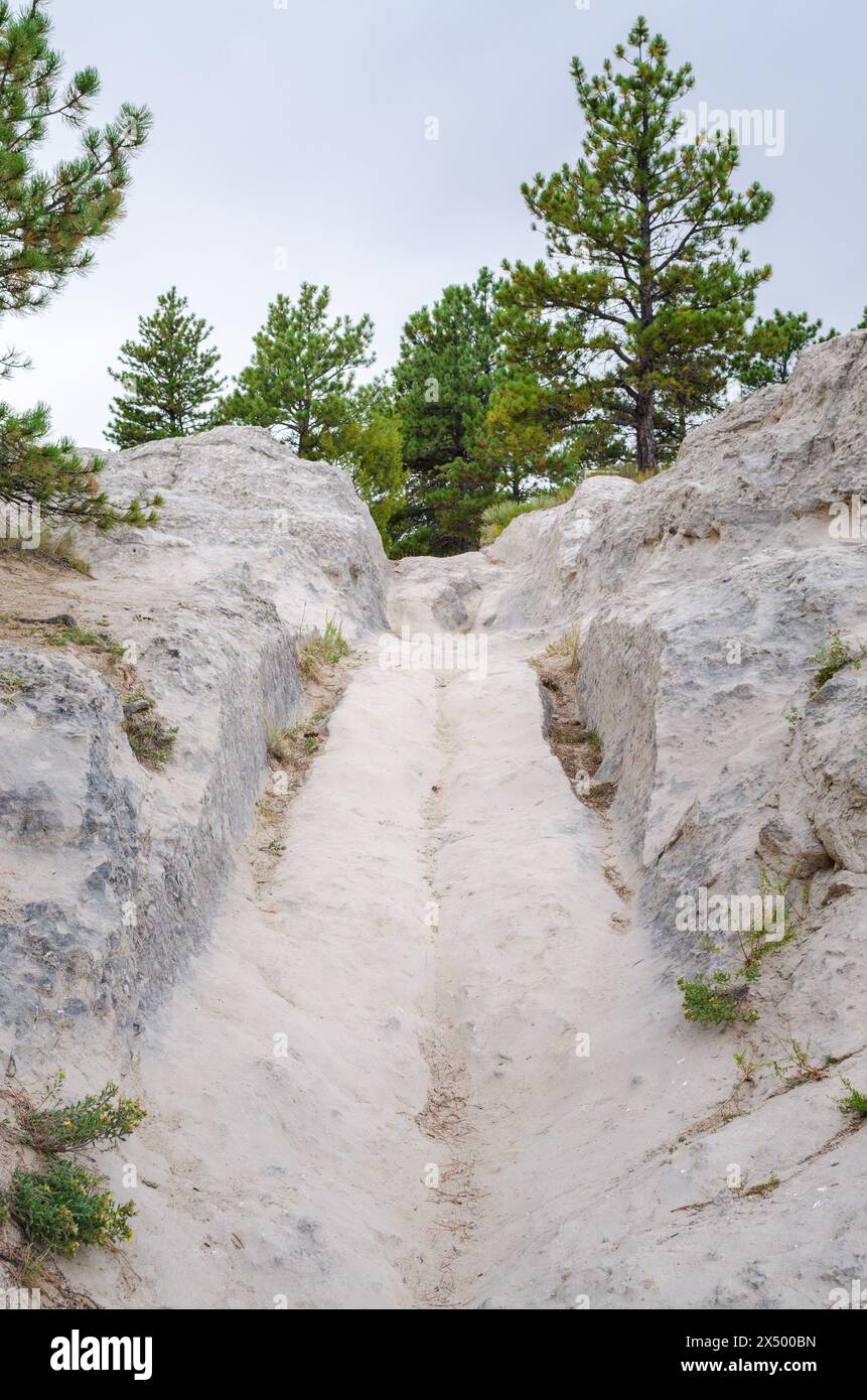 Oregon Trail Ruts State Historic Site in Guernsey, Wyoming, USA Stock