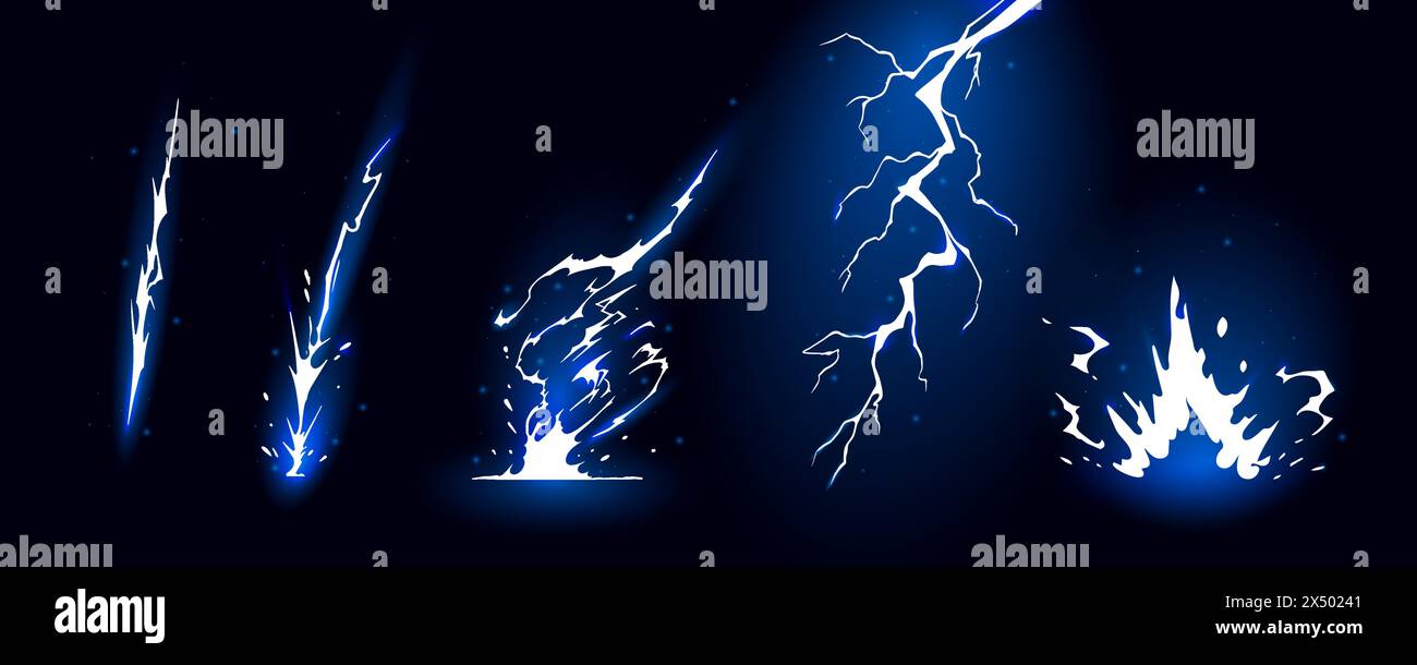 Lightning strike bolt silhouettes sequence vector illustration Stock ...