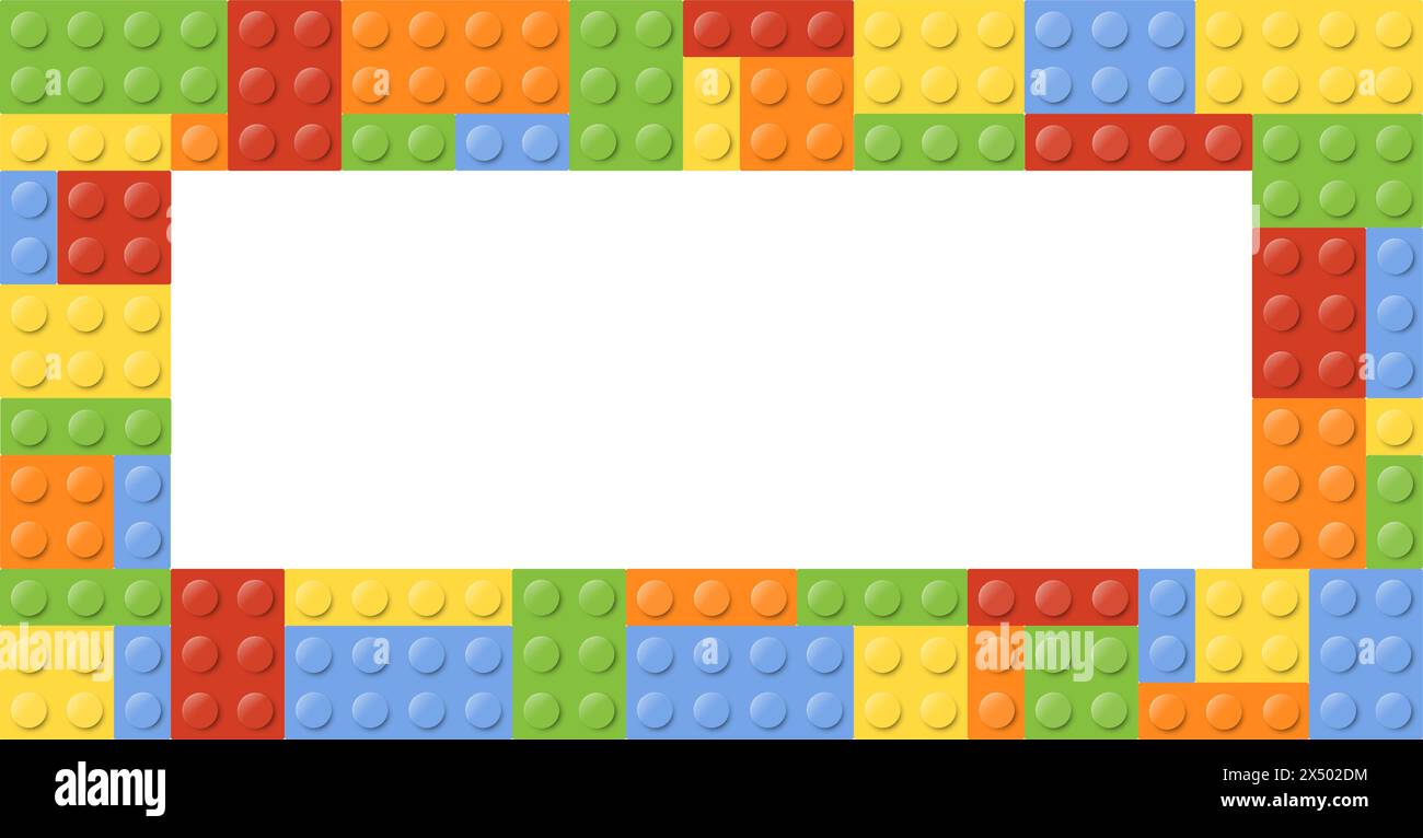 Pattern blocks toy background. Toy bricks. Plastic construction blocks. Vector illustration. Eps 10. Stock Vector
