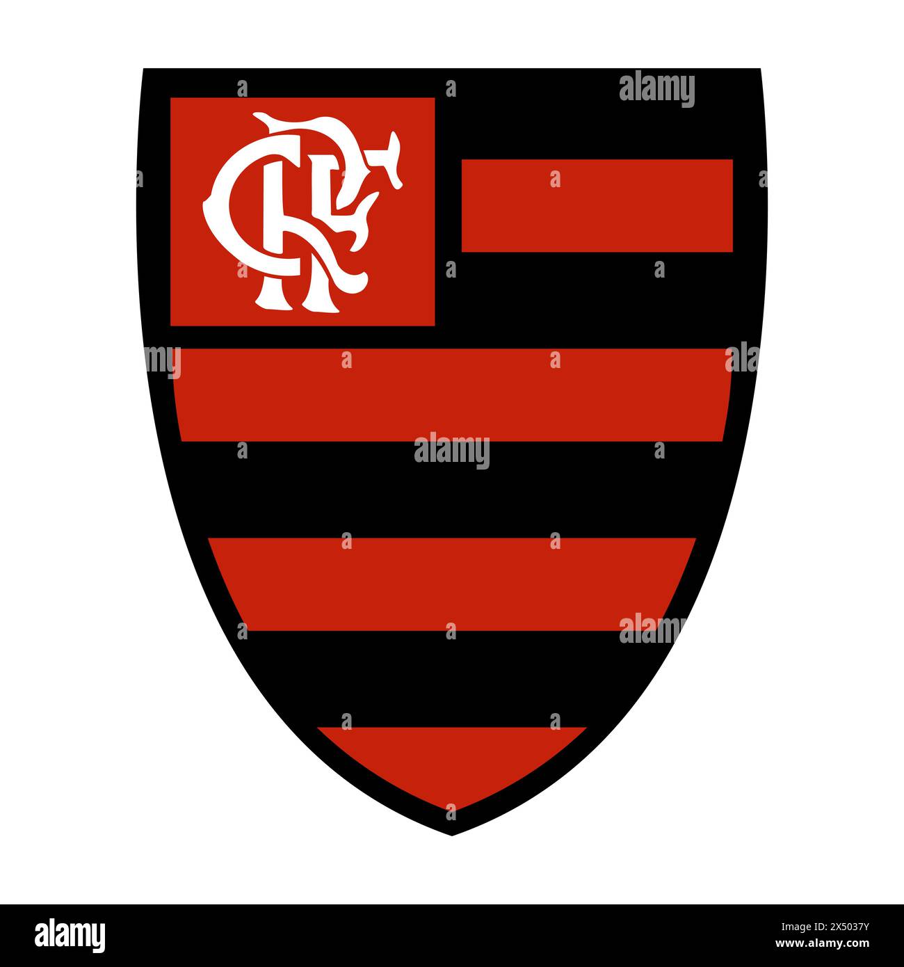 Flamengo FC emblem on vibrant red and black backdrop. Iconic Brazilian 