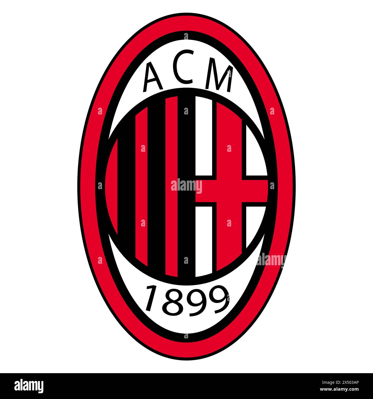 AC Milan FC emblem on iconic red and black backdrop. Legendary Italian ...