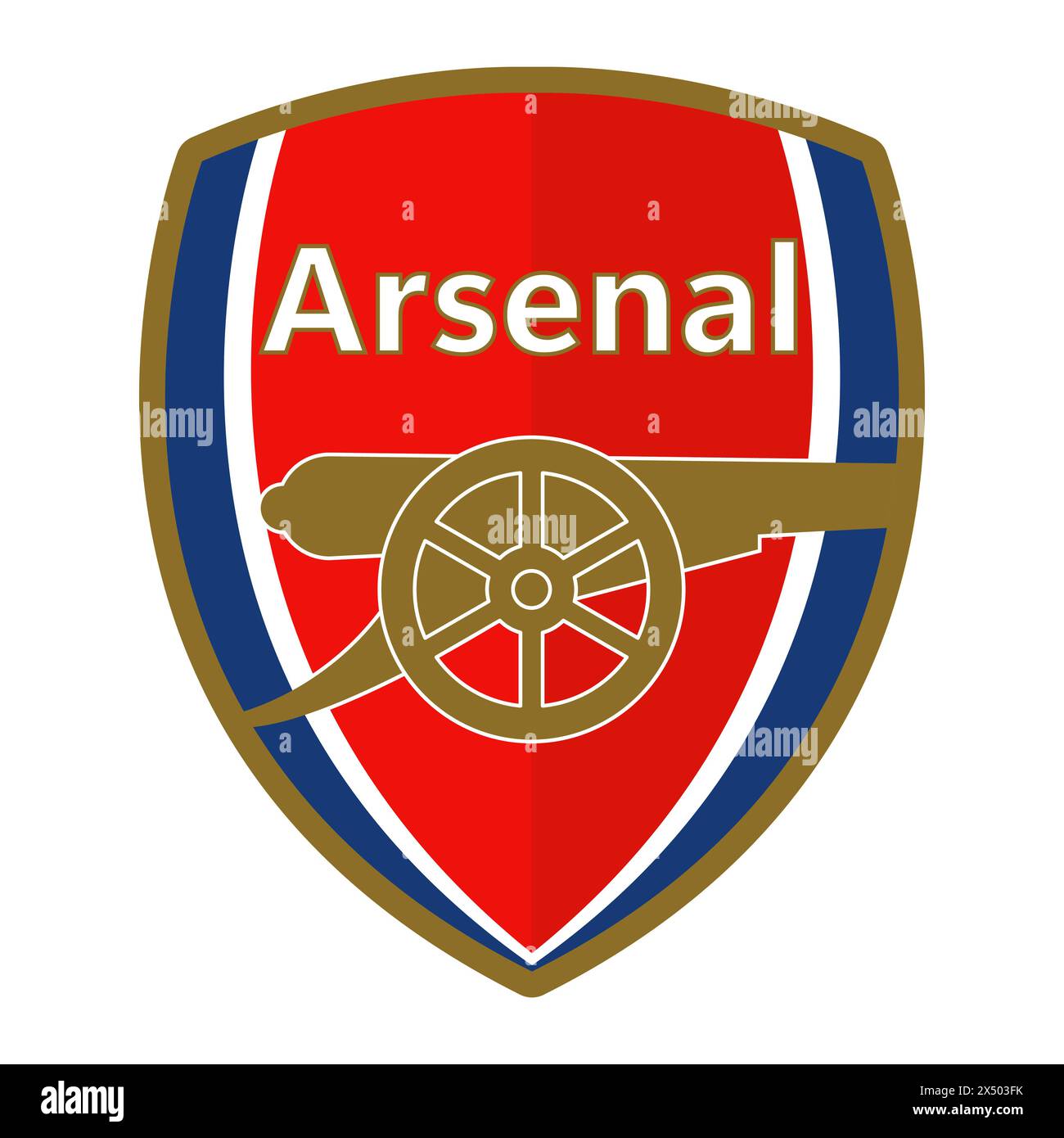Arsenal FC emblem on classic red background. Historic football club 