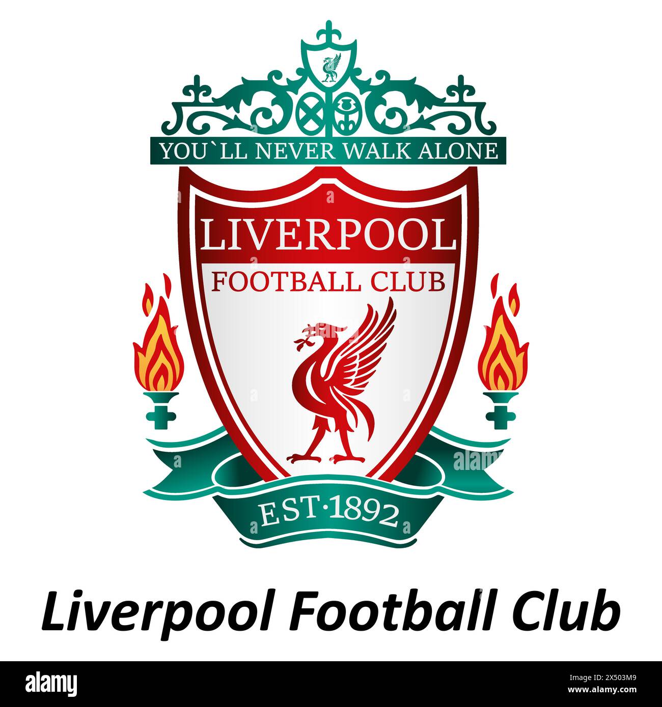 Liverpool FC emblem on iconic red backdrop. Historic football club 