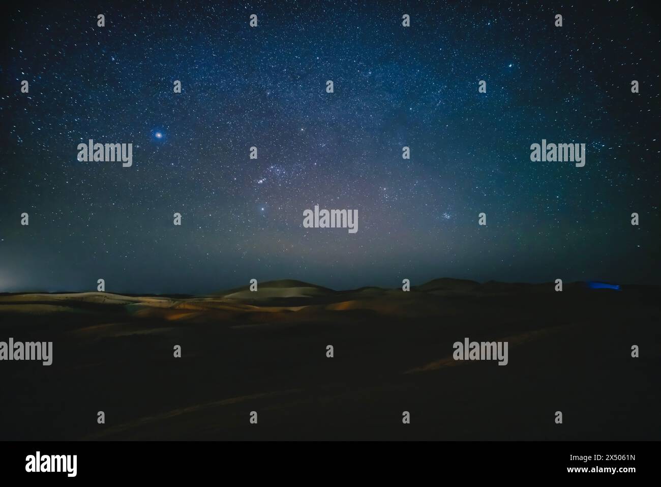 A night starry sky at Sahara desert in Morocco wide shot Stock Photo ...