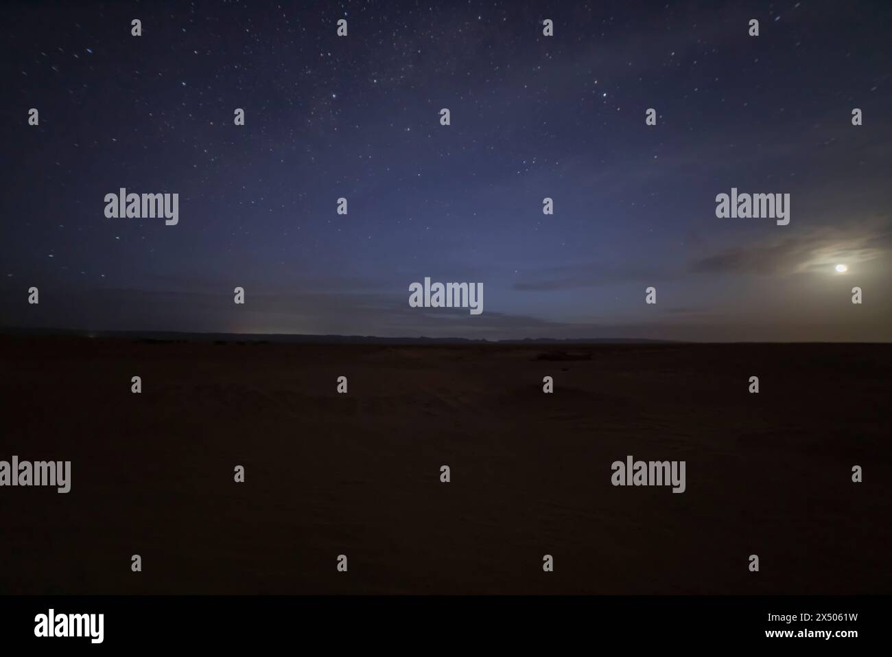 A night starry sky at Sahara desert in Morocco wide shot Stock Photo ...