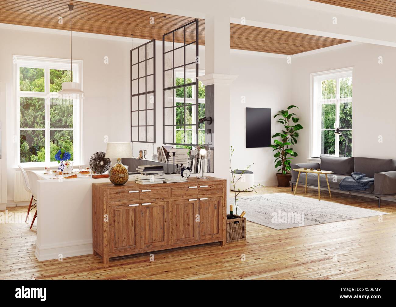 Photo inspiration: Fresh Look at Modern Scandinavian Living Room Design Stock Photo