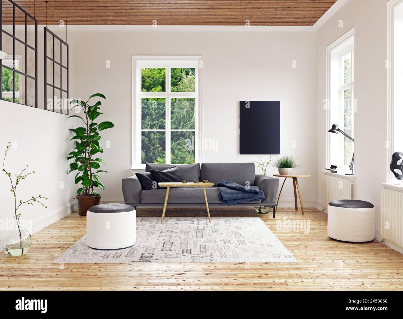 modern scandinavian living room design Stock Photo - Alamy