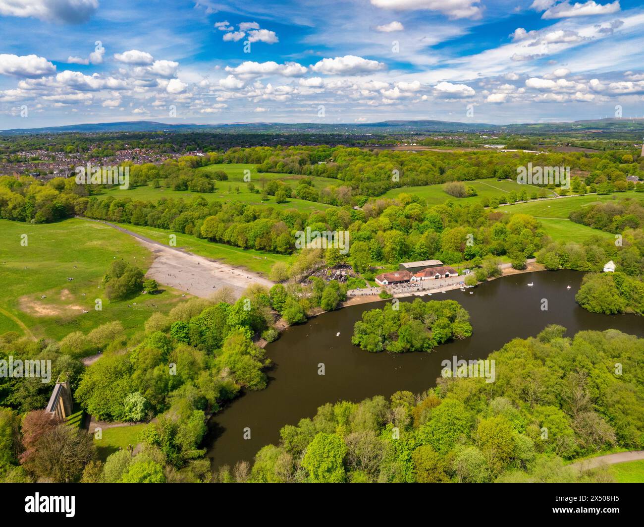 Aerial image of Heaton Park Manchester on a spring day Stock Photo - Alamy