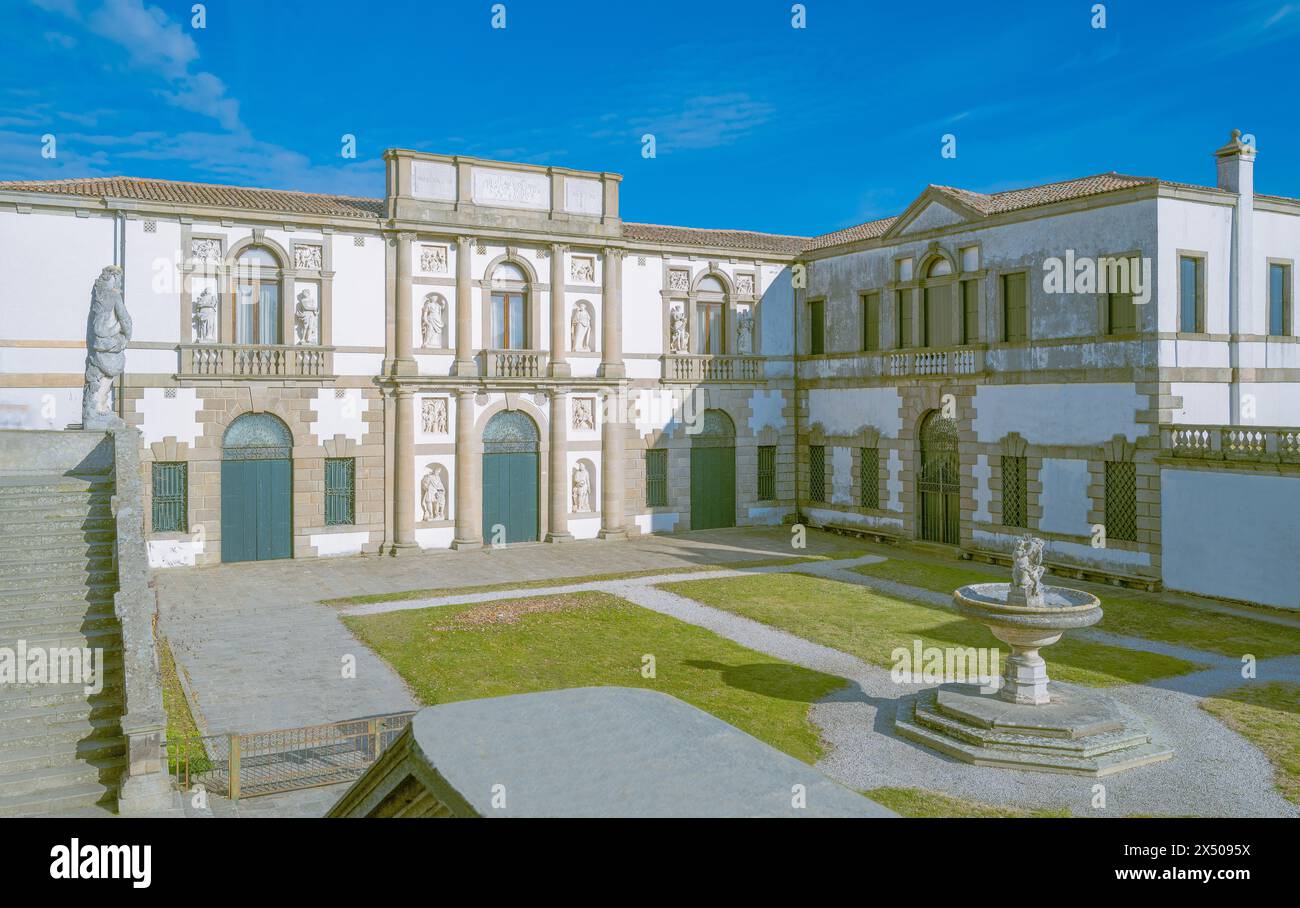 Monselice, Italy, view of the  garden and fountain of the ancient Villa Duodo Stock Photo