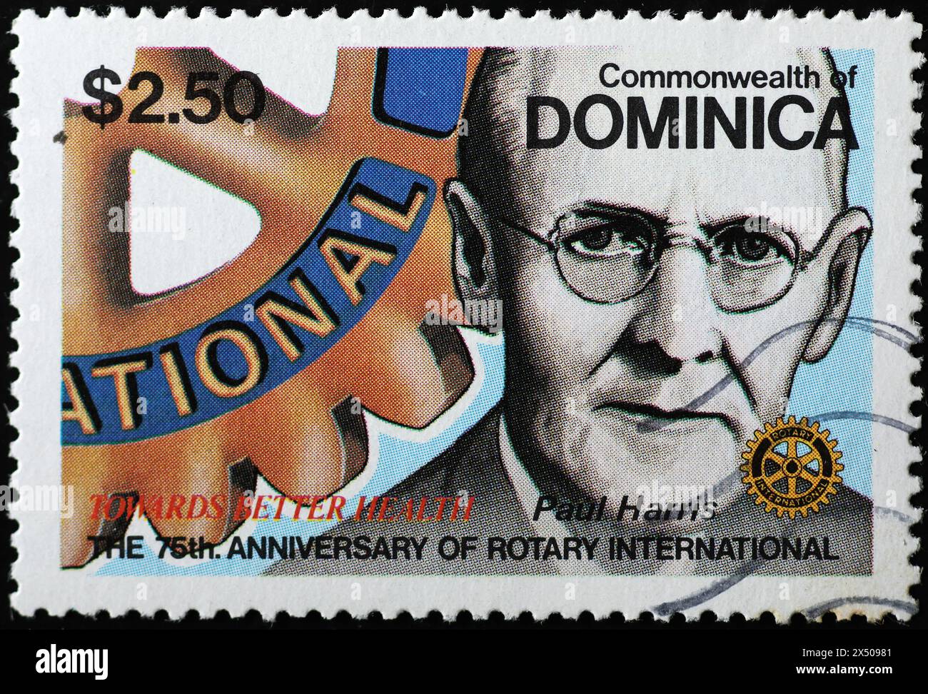 Founder of Rotary International Paul Harris on postage stamp Stock Photo