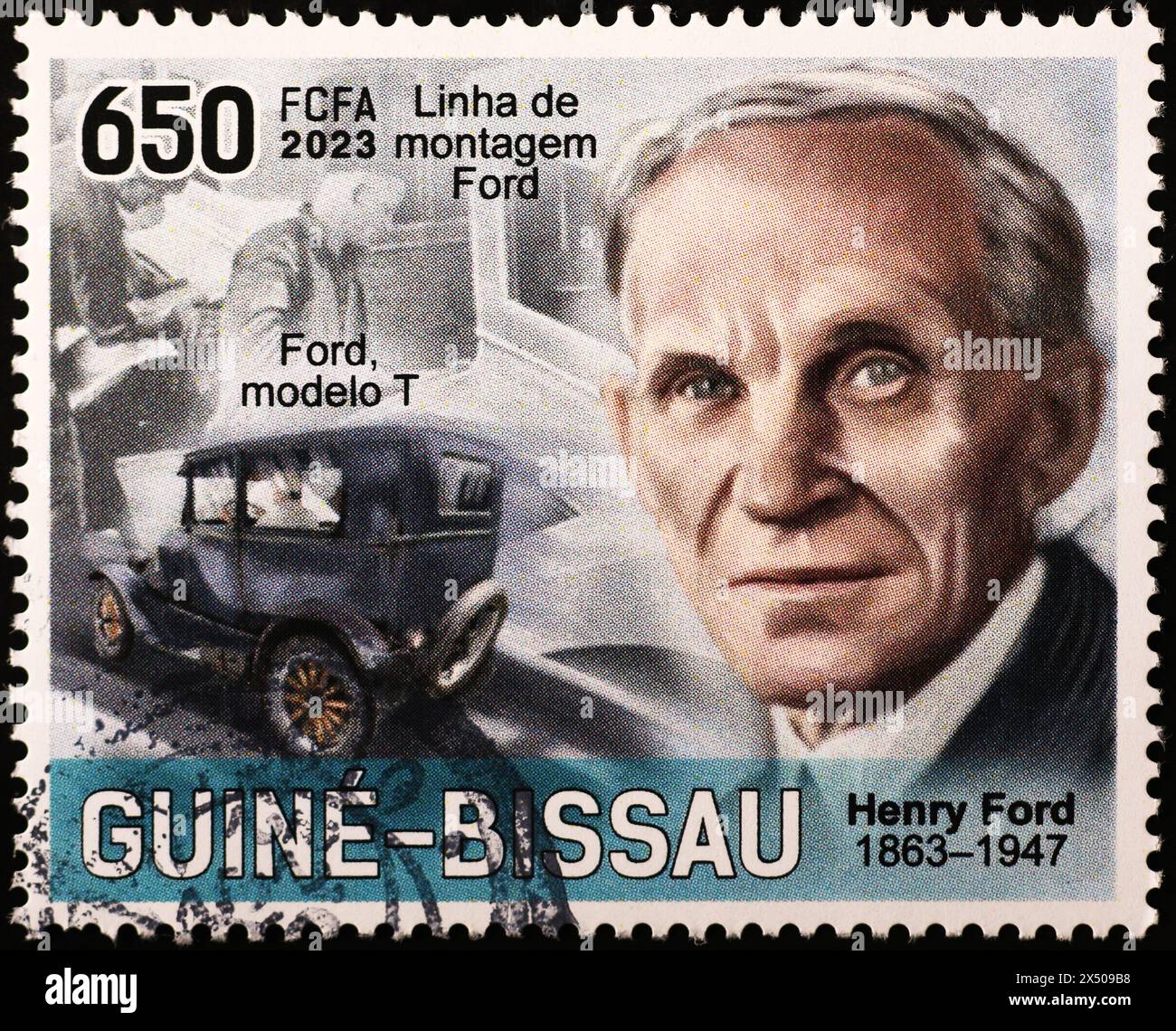 Henry Ford portrait and his Model T on postage stamp Stock Photo Alamy