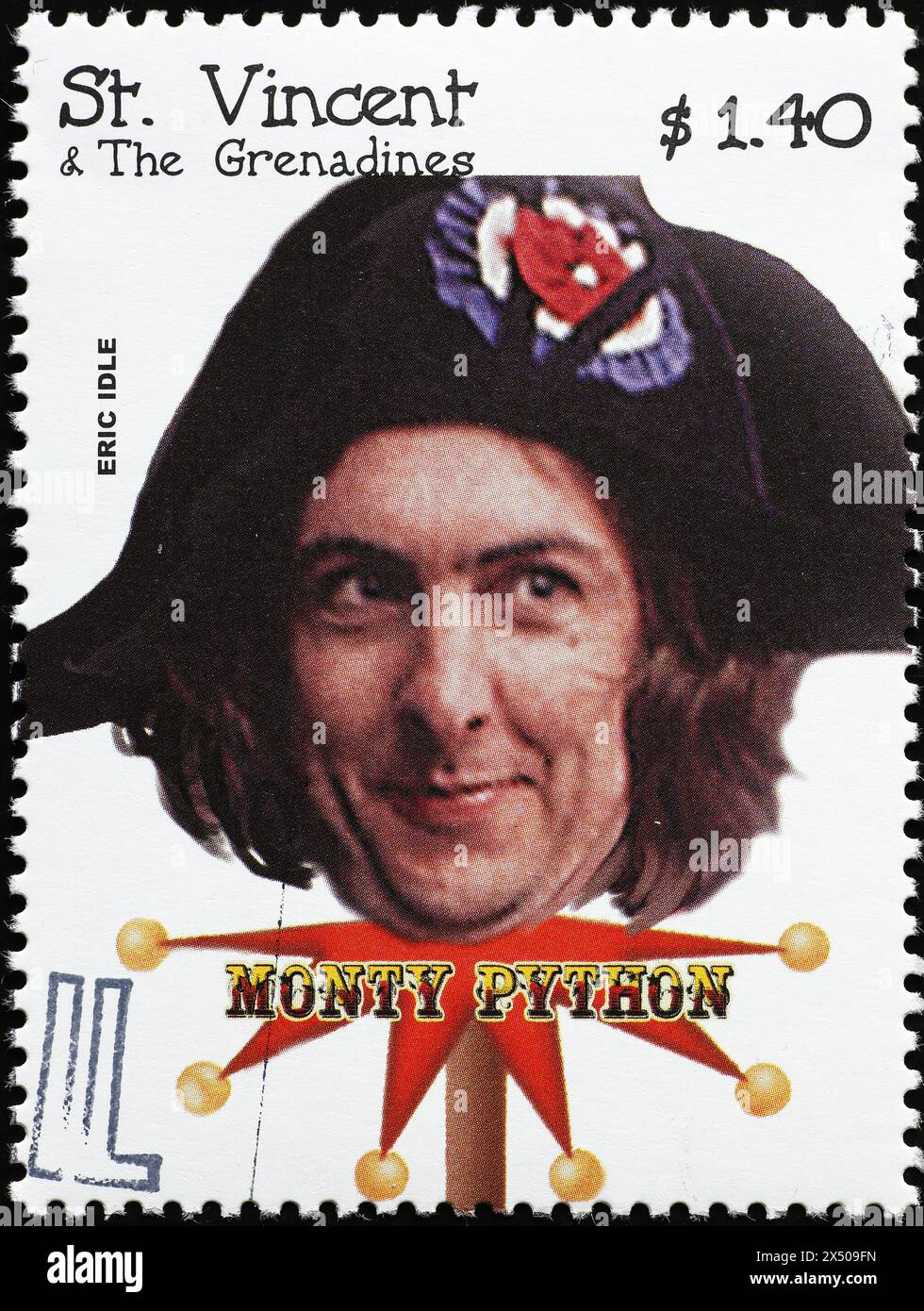 Monty python eric idle on postage stamp stock photo alamy