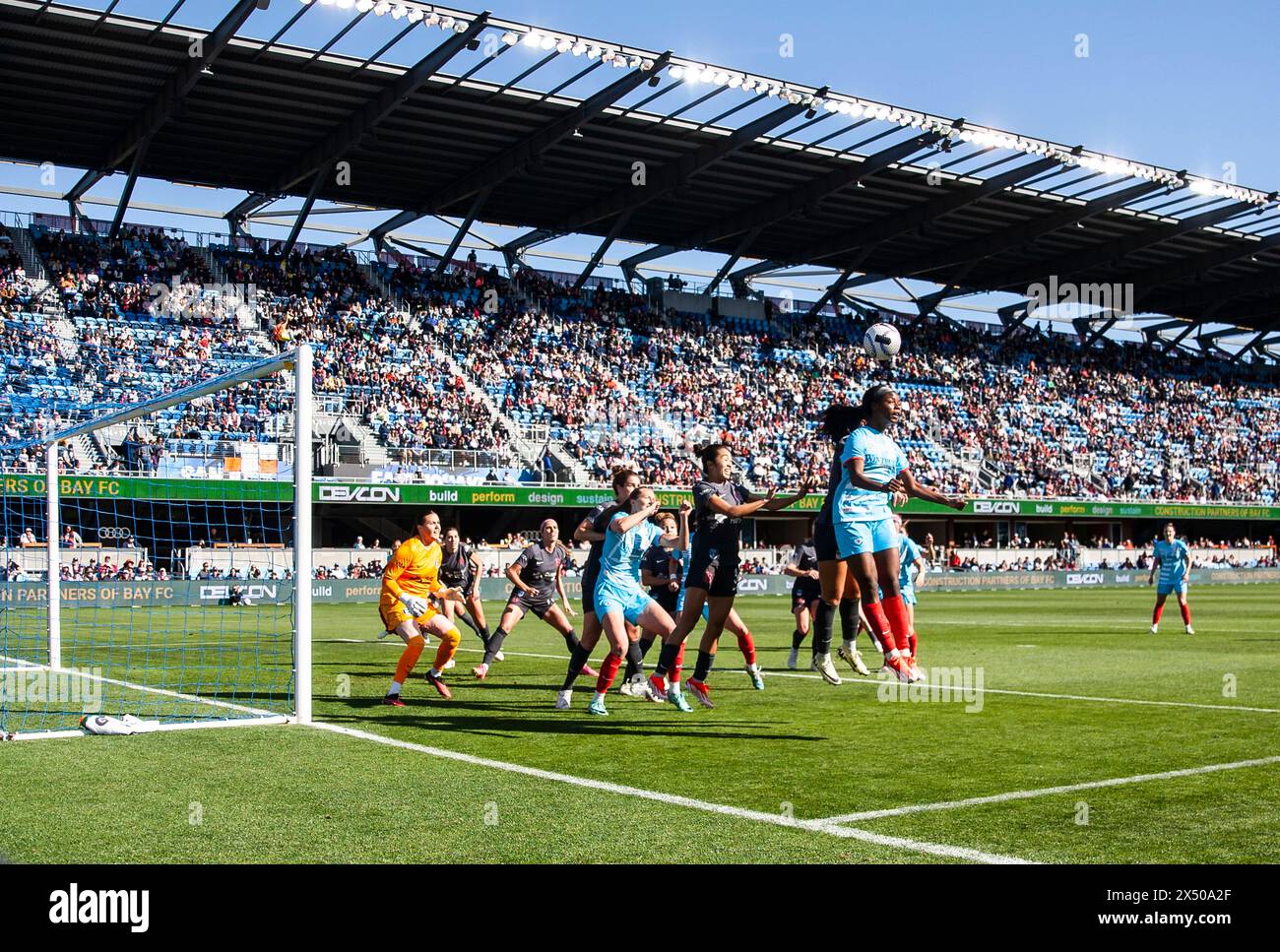 May 05, 2024 San Jose, CA USA Chicago Red Stars forward Jameese Joseph (8)takes a head shot during the NWSL game between the Chicago Red Star and the Bay FC. Chicago beat Bay FC 2-1 at Pay Pal Park San Jose Calif. Thurman James/CSM Stock Photo