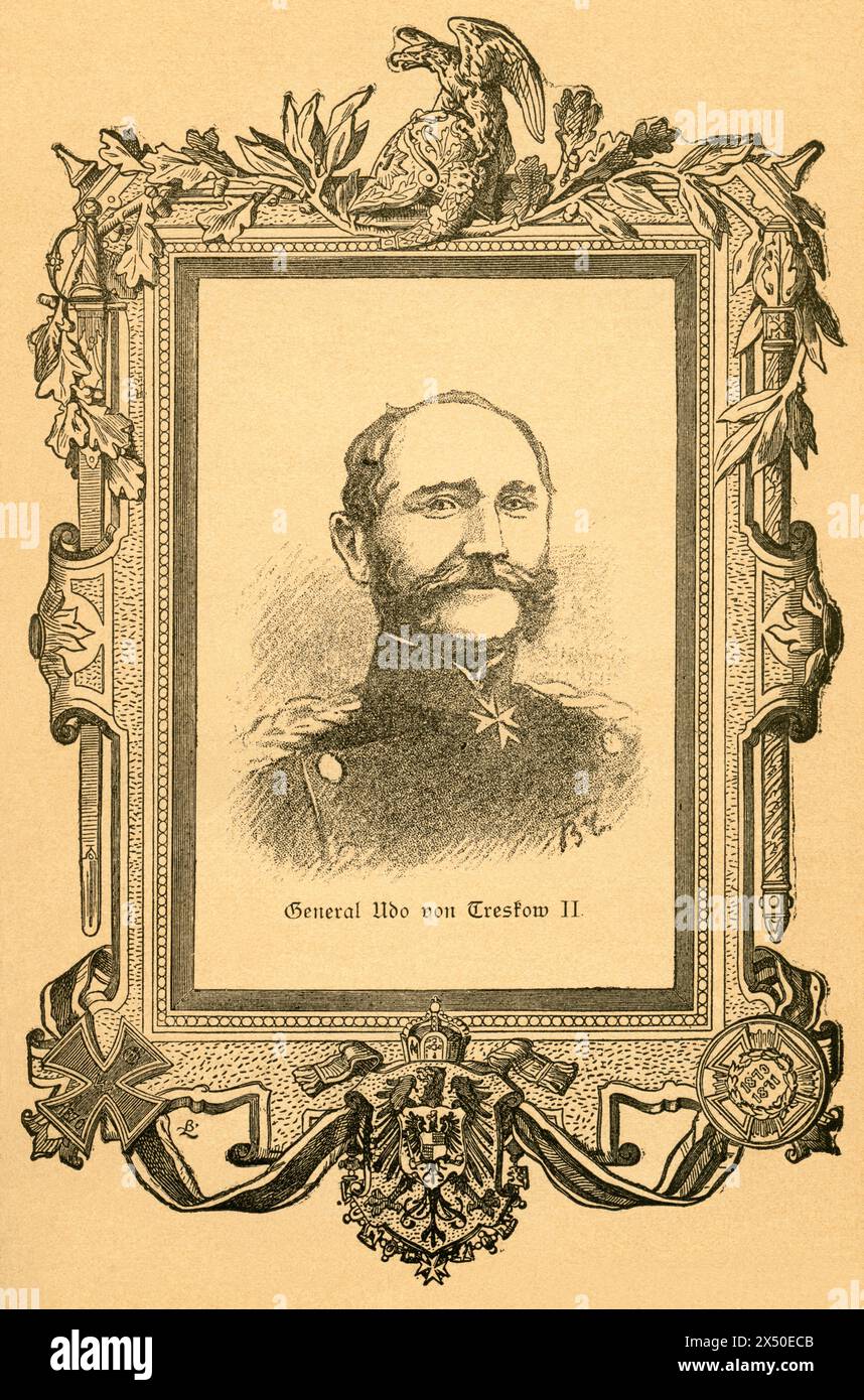 Germany, Saxony-Anhalt, Jerichow, Udo von Treskow, Prussian General of the Infantry, portrait, in a frame, ARTIST'S COPYRIGHT HAS NOT TO BE CLEARED Stock Photo