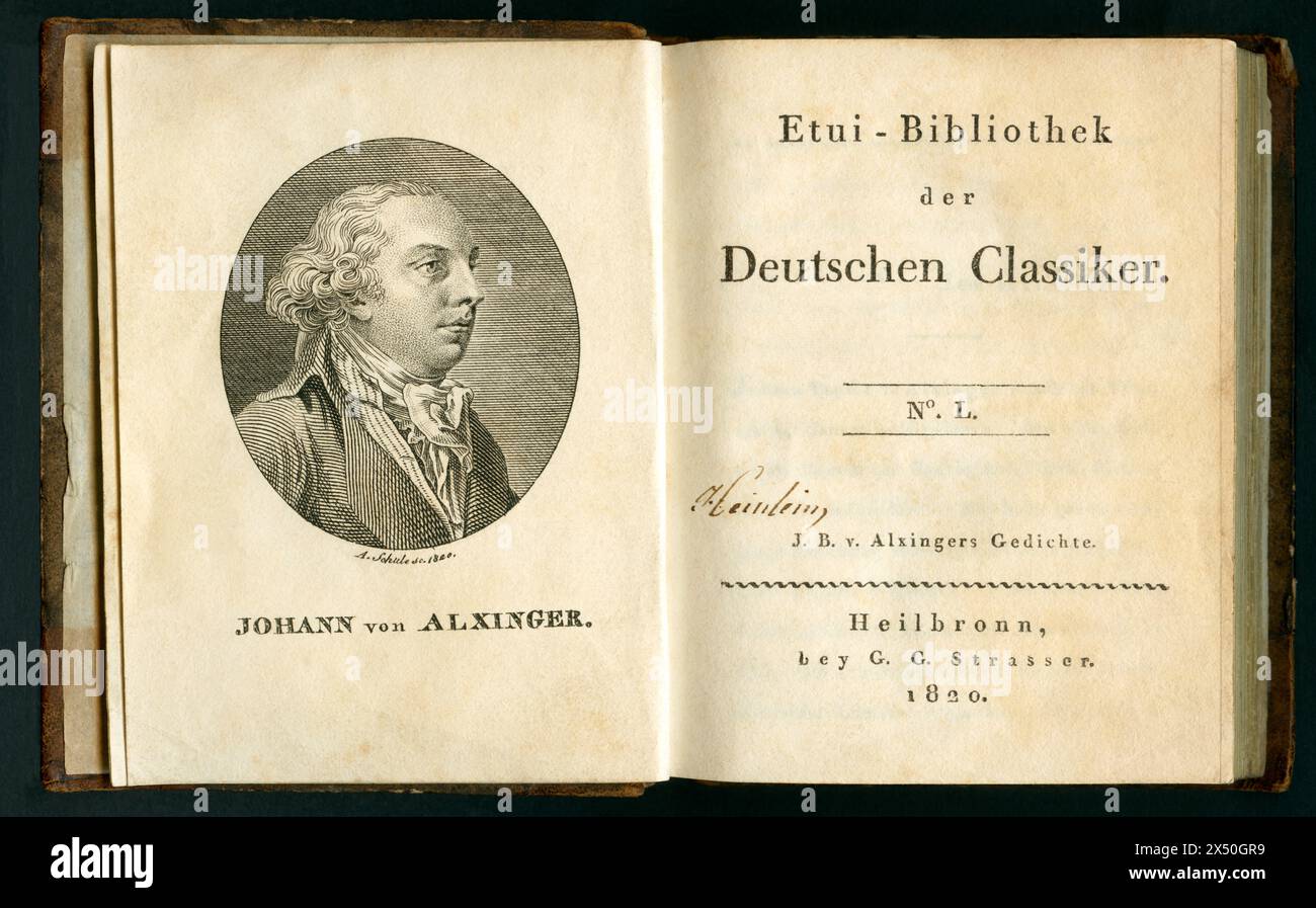 Austria, Vienna, Johann von Alxinger, Austrian writer, portrait, engraved by A. Schulz, ARTIST'S COPYRIGHT HAS NOT TO BE CLEARED Stock Photo