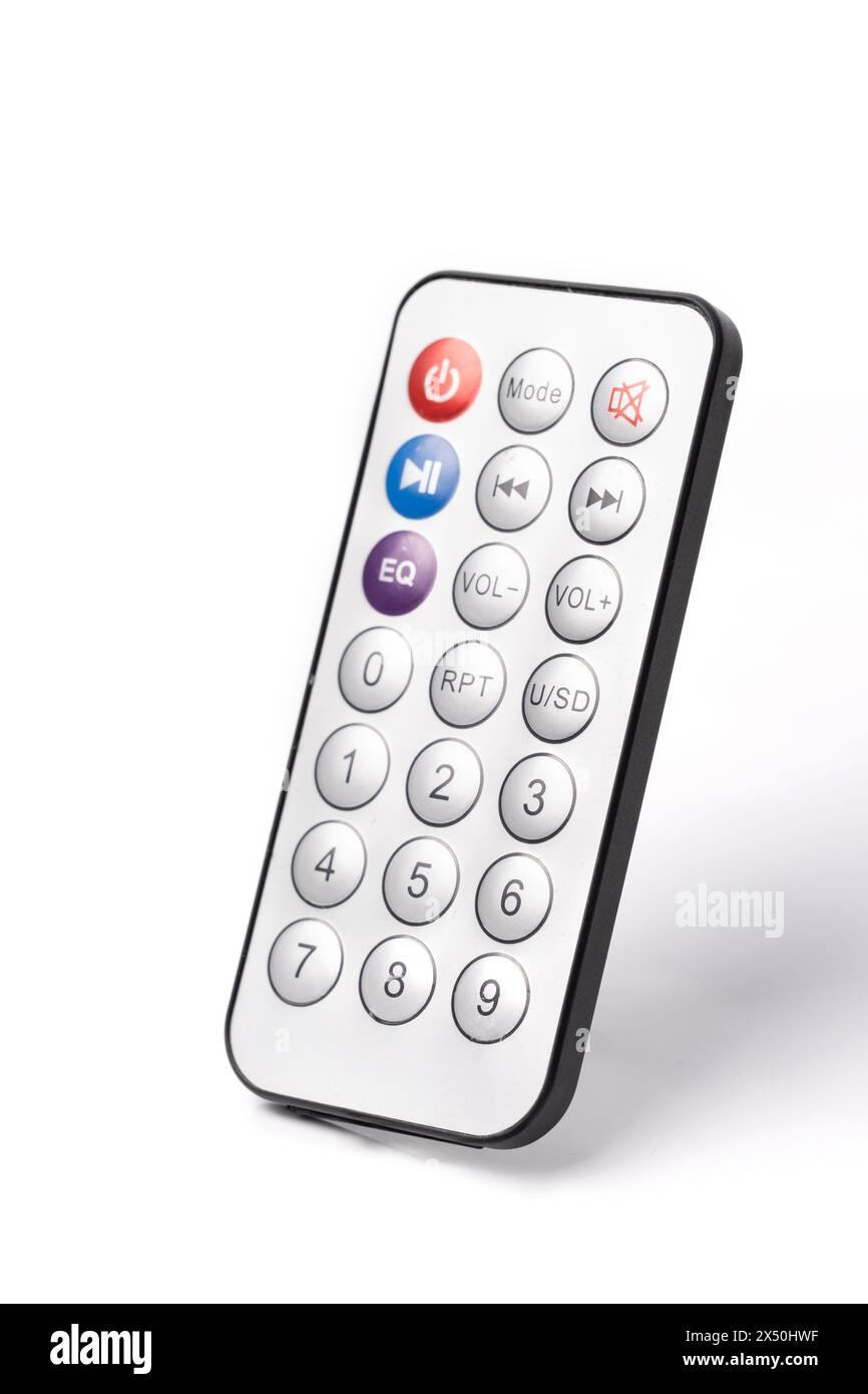 Remote control is highlighted on a white background Stock Photo