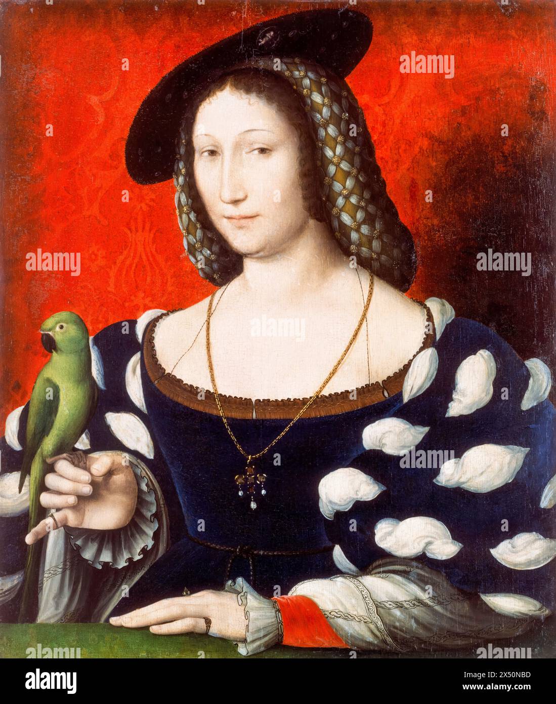 Margaret of Navarre (1492-1549), wife of Henry II (1503-1555), King of Navarre, portrait painting in oil on wood by Jean Clouet (attributed), circa 1527 Stock Photo