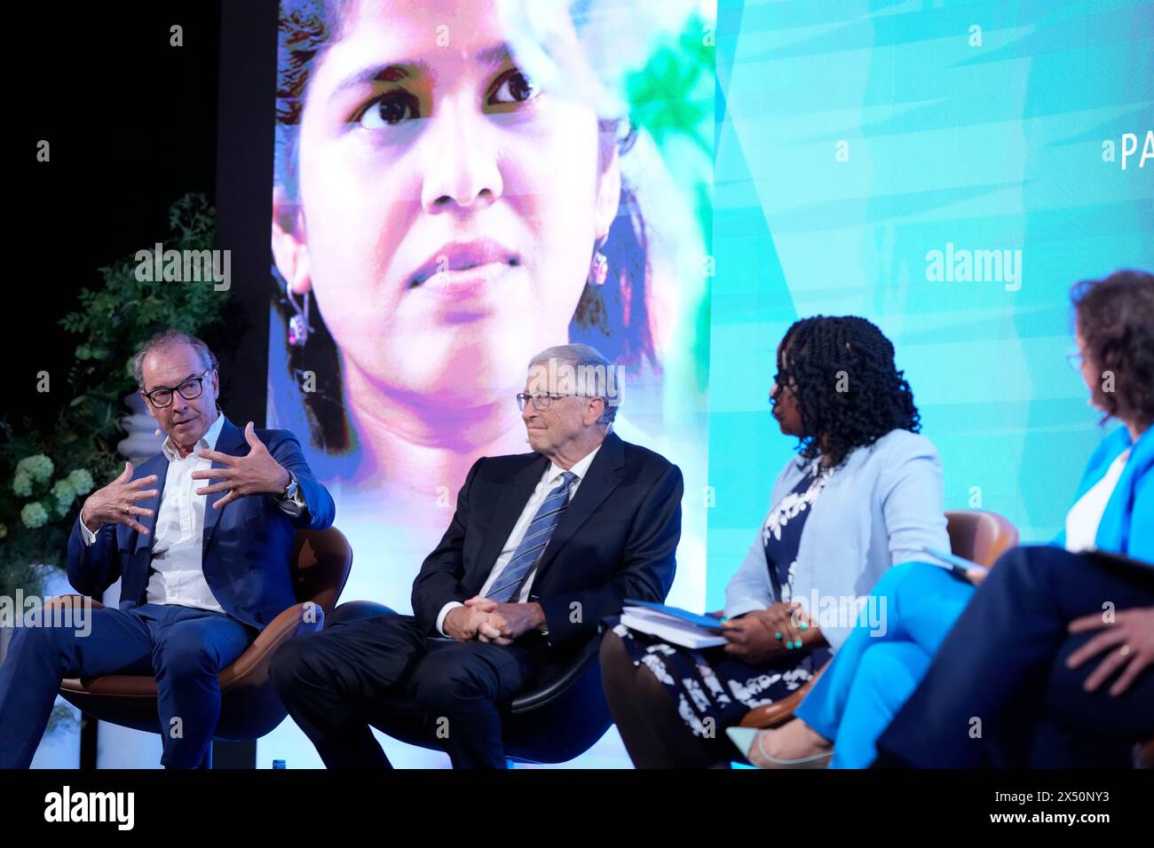 Elsinore, Denmark. 06th May, 2024. Prof. Mads Krogsgaard Thomsen, Chief Executive Officer, Novo Nordisk Foundation, left, Mr Bill Gates, Co-Chair, Bill & Melinda Gates Foundation, center, and Dr Catherine Kyobutungi, Executive Director, African Population and Health Research Center at the Novo Nordisk Foundation Global Science Summit in Helsingoer, Denmark, Monday May 6, 2024. Novo Nordisk Foundation, Bill & Melinda Gates Foundation and the Wellcome Trust will each invest around 700 million kroner in a three-year project to promote global health Credit: Ritzau/Alamy Live News Stock Photo