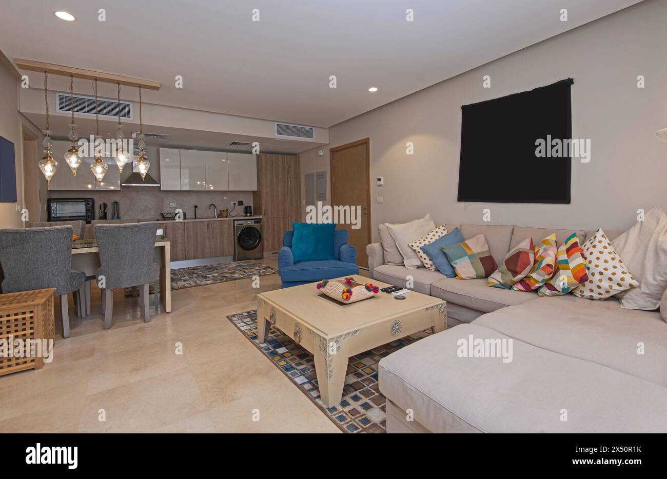 Image showcasing Living room lounge area in luxury apartment show home showing interior ...