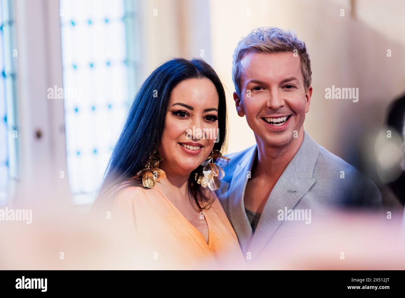 Berlin, Germany. 05th May, 2024. Miyabi Kawai, fashion designer, and Marcel Mann, comedian, come to the premiere of 'Ku'damm 59 - The Musical' at the Theater des Westens. Credit: Christoph Soeder/dpa/Alamy Live News Stock Photo