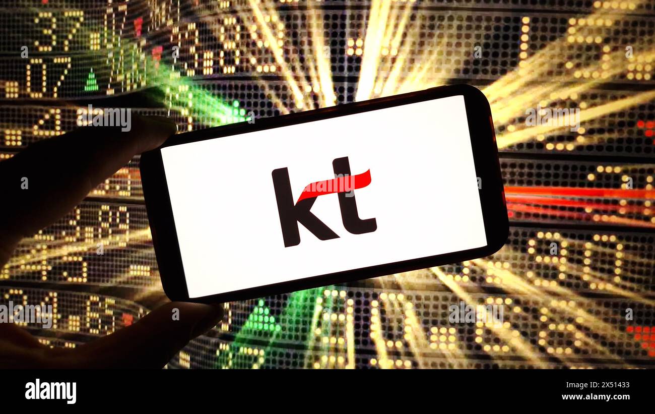 Konskie, Poland - March 17, 2024: KT Corporation logo displayed on mobile phone Stock Photo