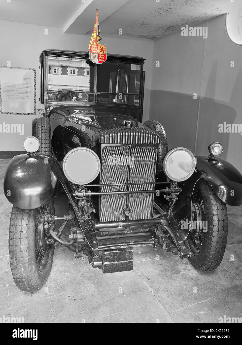 Daimler Double Six-Brougham car, bought by king George V in 1929,  in a garage at the country residence of the british monarch, Sandringham House. Stock Photo