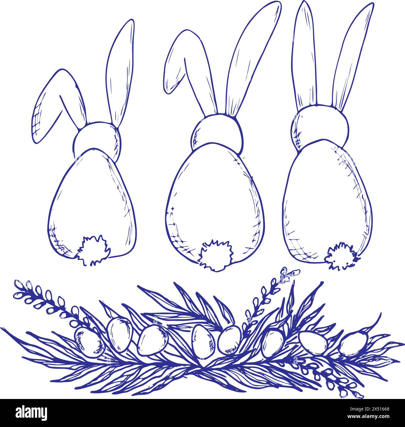 Cute easter Bunny with easter eggs and typography for easter greeting ...