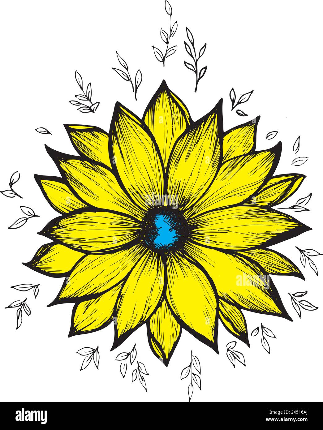 Watercolor yellow flower isolated vector illustration. simple minimalist flower design. Stock Vector