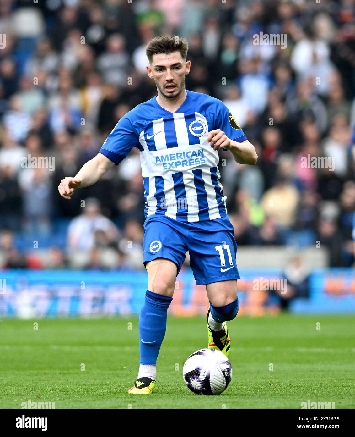 Billy Gilmour of Brighton during the Premier League match between Brighton and Hove Albion and Aston Villa at the American Express Stadium  , Brighton , UK - 5th May 2024 Photo Simon Dack / Telephoto Images.  Editorial use only. No merchandising. For Football images FA and Premier League restrictions apply inc. no internet/mobile usage without FAPL license - for details contact Football Dataco Stock Photo