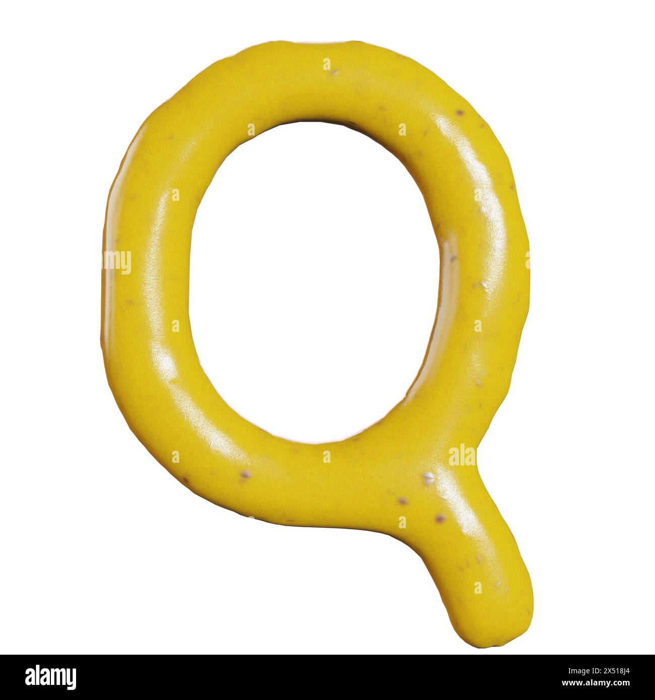 3d render of mustard sauce alphabets or letters for food or restaurant kitchen concept Stock Photo