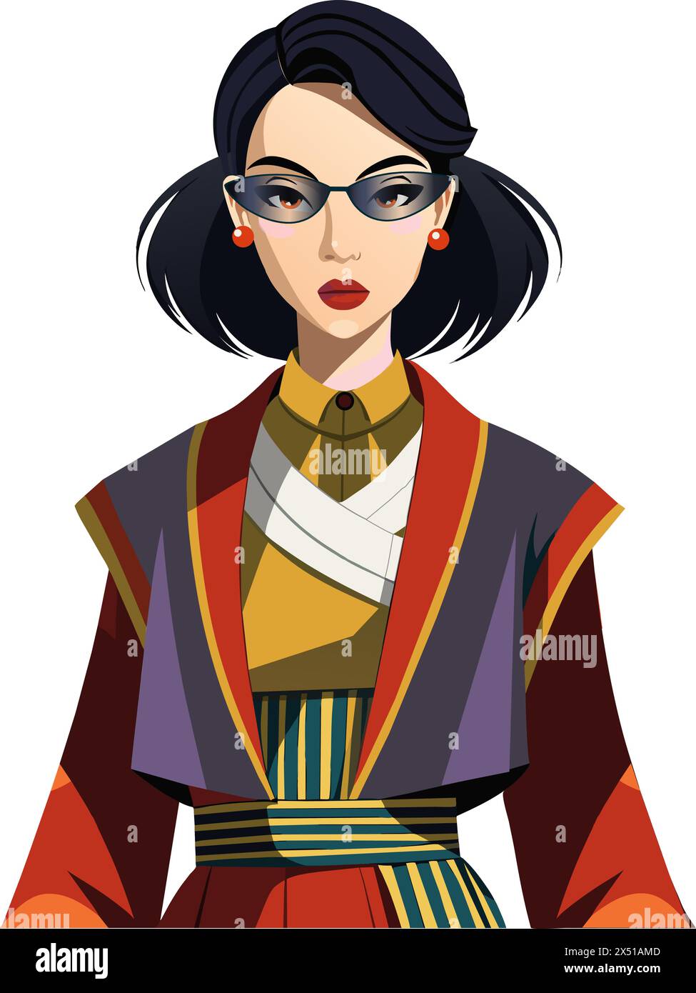 Asian, Chinese woman in sunglasses Stock Vector