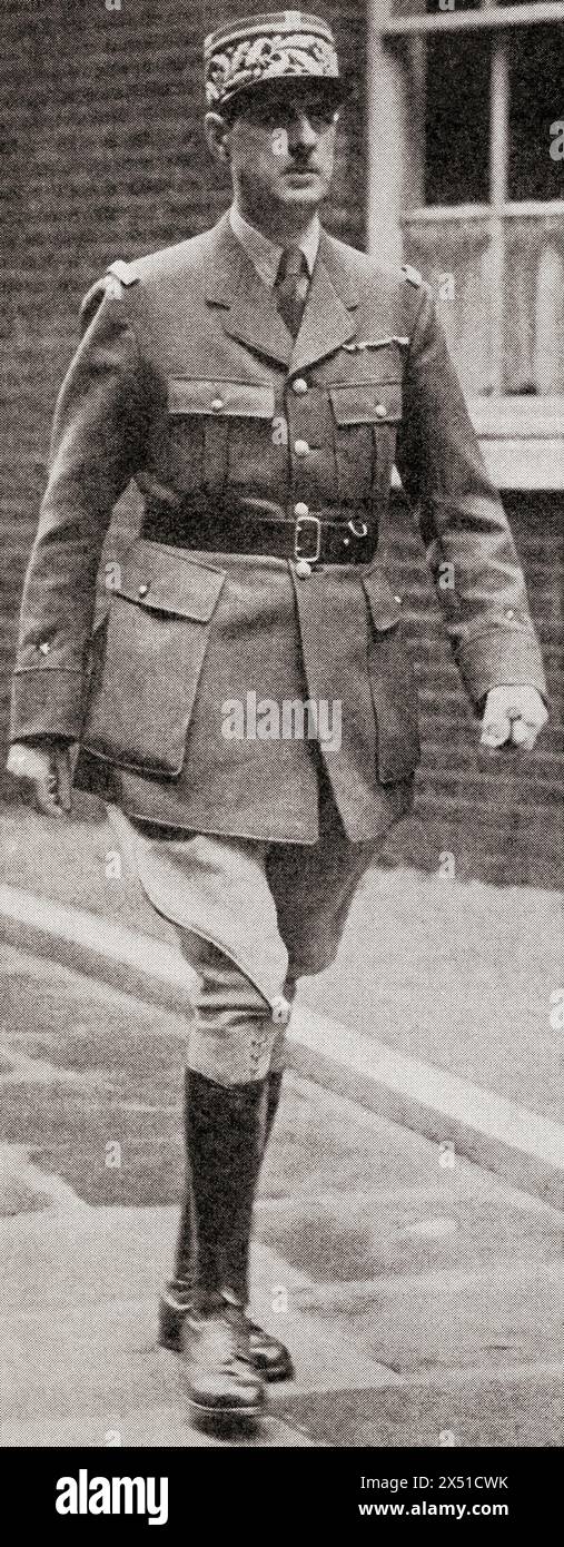 Charles André Joseph Marie de Gaulle, 1890 – 1970. French military officer, statesman and 18th President of France.  From The War in Pictures, First Year. Stock Photo