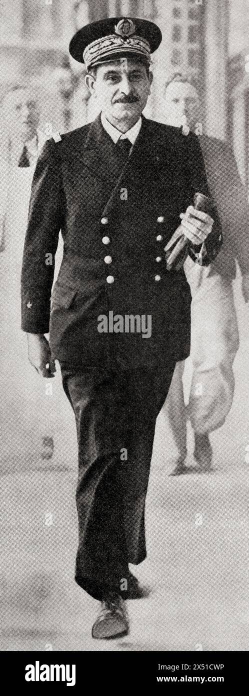 Émile Henry Muselier, 1882 –1965. French admiral who led the Free French Naval Forces during World War II.  From The War in Pictures, First Year. Stock Photo