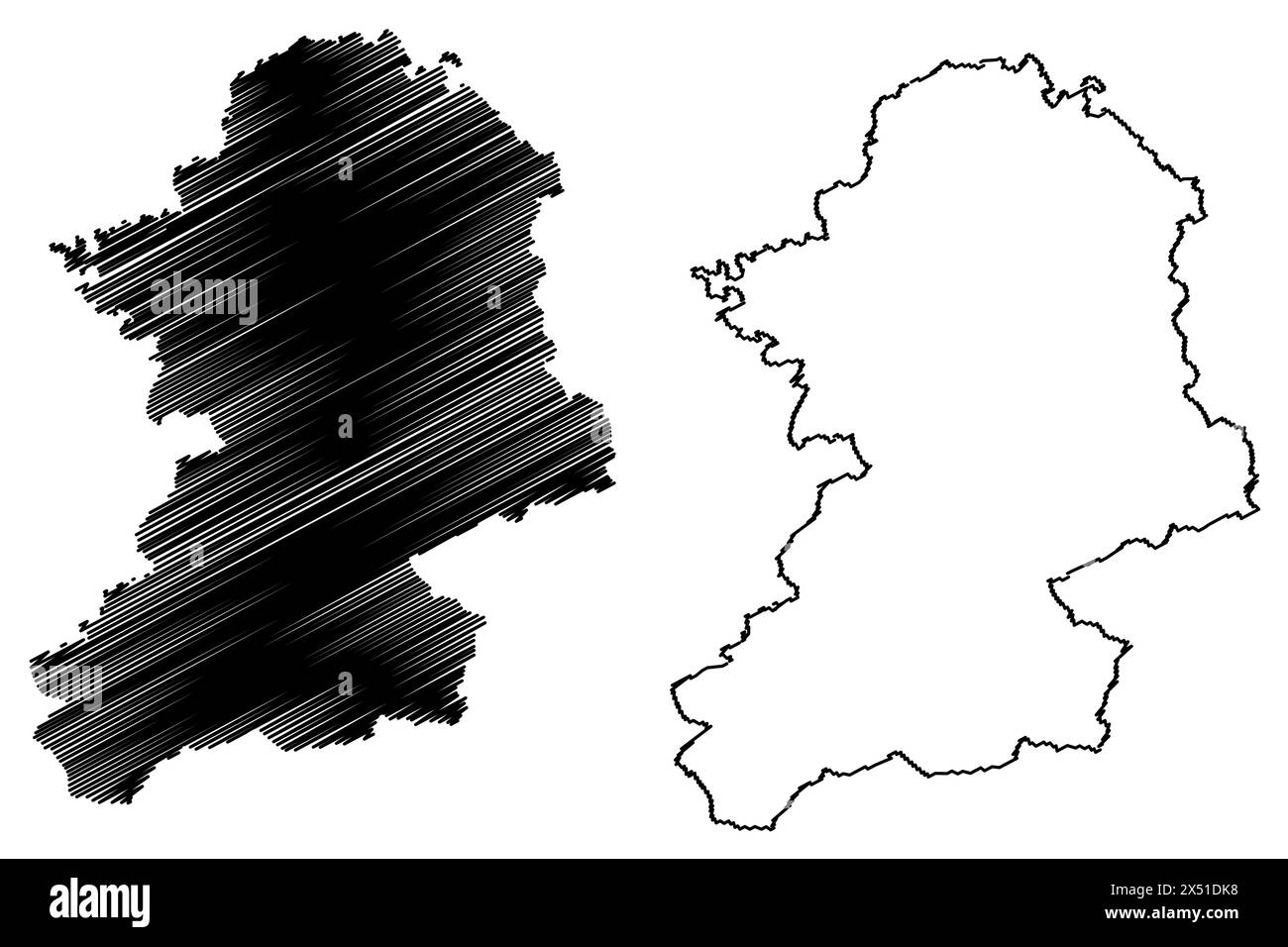 Scheibbs district (Republic of Austria or Österreich, Lower Austria or Niederösterreich state) map vector illustration, scribble sketch Bezirk Scheibb Stock Vector