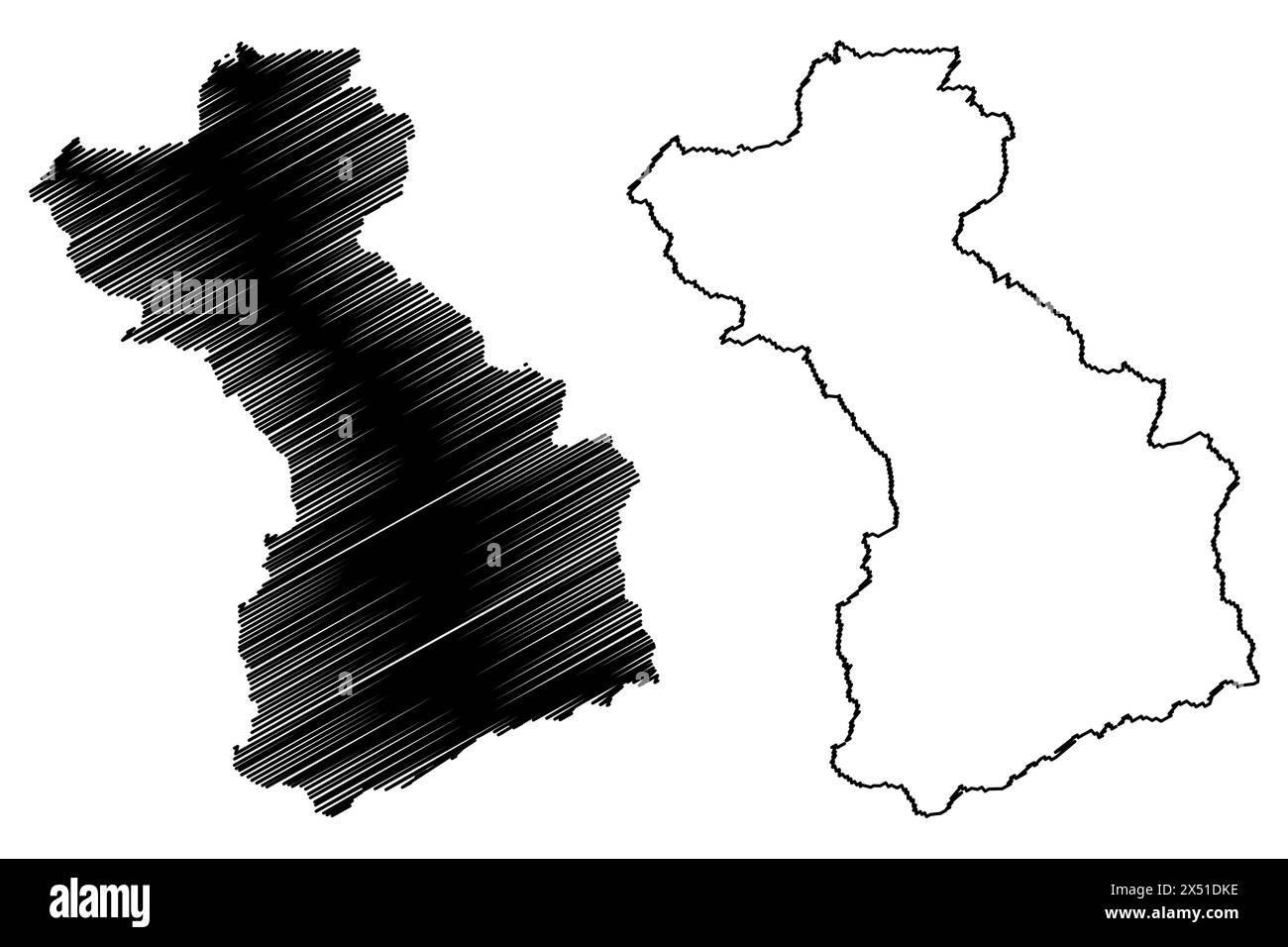 Schwaz district (Republic of Austria or Österreich, Tyrol or Tirol state) map vector illustration, scribble sketch Bezirk Schwaz map Stock Vector