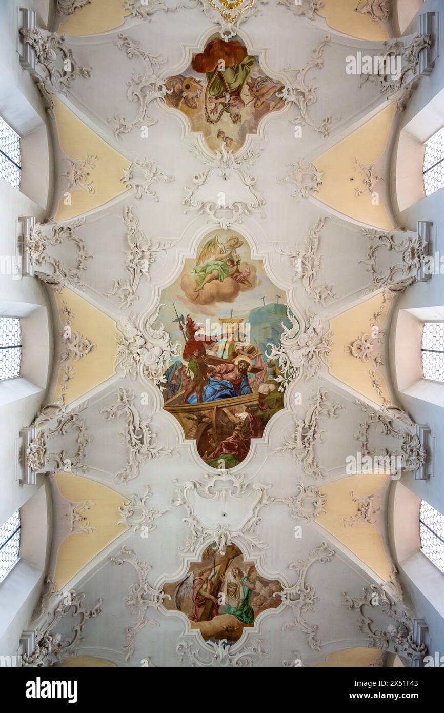 Ceiling, Basilika Sankt Peter und Paul, Reichenau Island, Germany Stock Photo