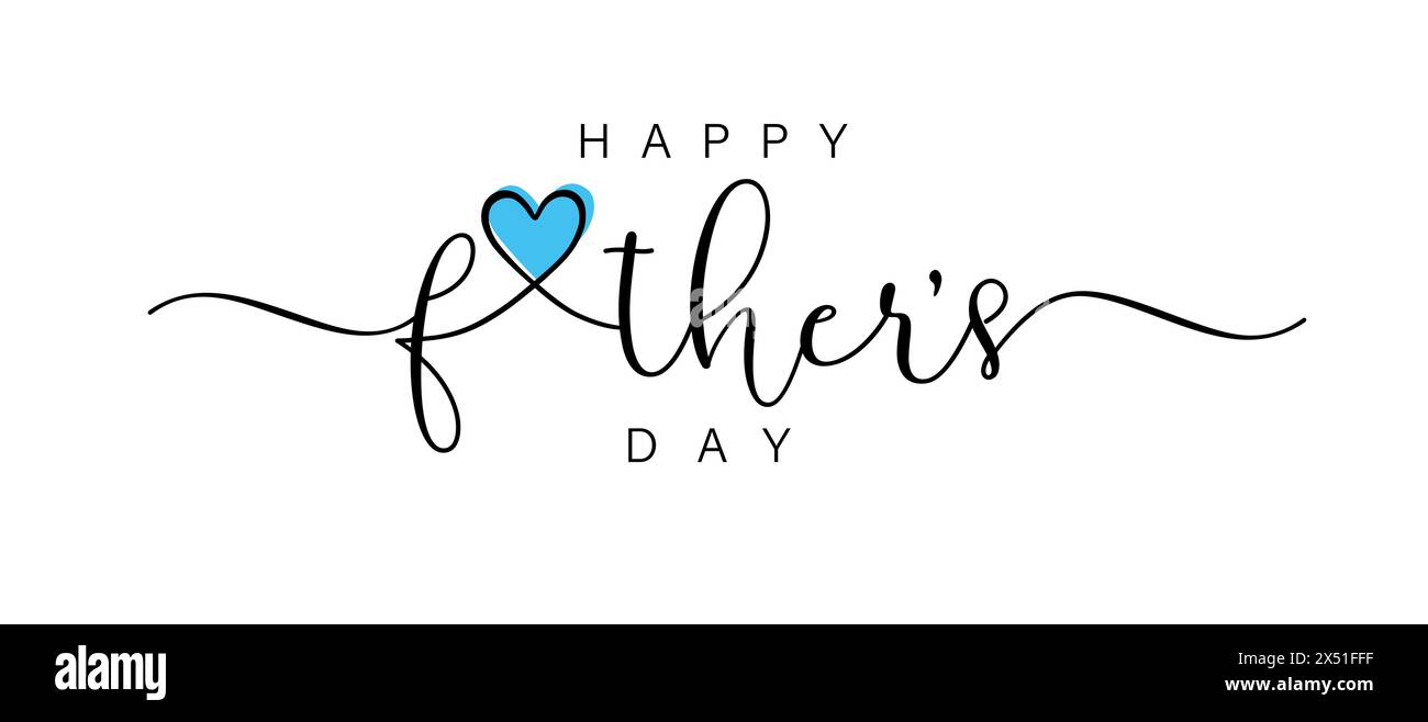 Happy Fathers Day, wishes brush calligraphy with doodles heart. Greeting card concept for best Dad ever. Vector illustration Stock Vector