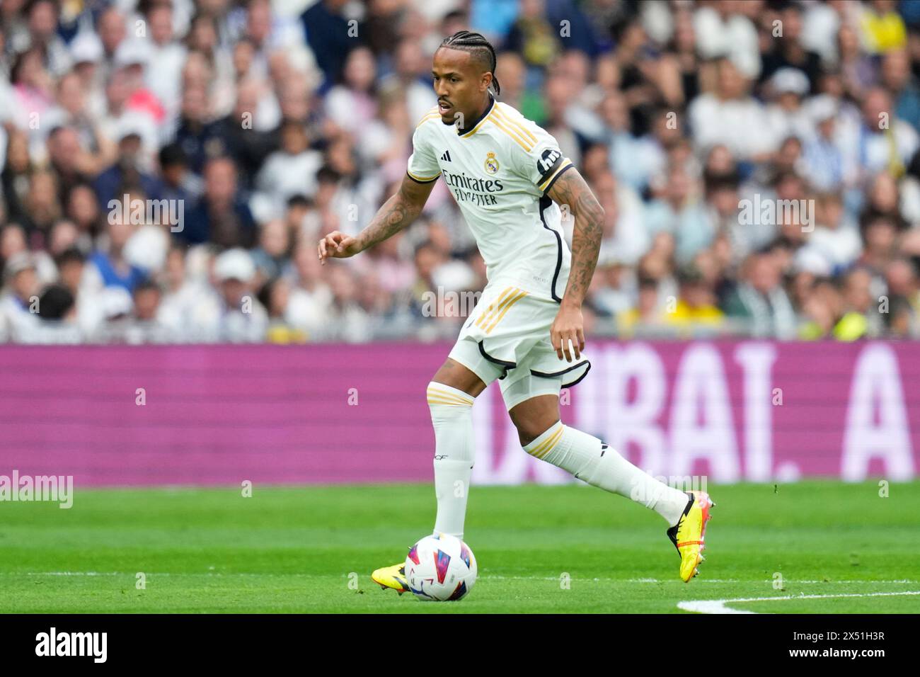Madrid, Spain. 04th May, 2024. Eder Gabriel Militao of Real Madrid during the La Liga match between Real Madrid and Cadiz CF played at Santiago Bernabeu Stadium on May 4, 2024 in Madrid, Spain. (Photo by Cesar Cebolla/PRESSINPHOTO) Credit: PRESSINPHOTO SPORTS AGENCY/Alamy Live News Stock Photo