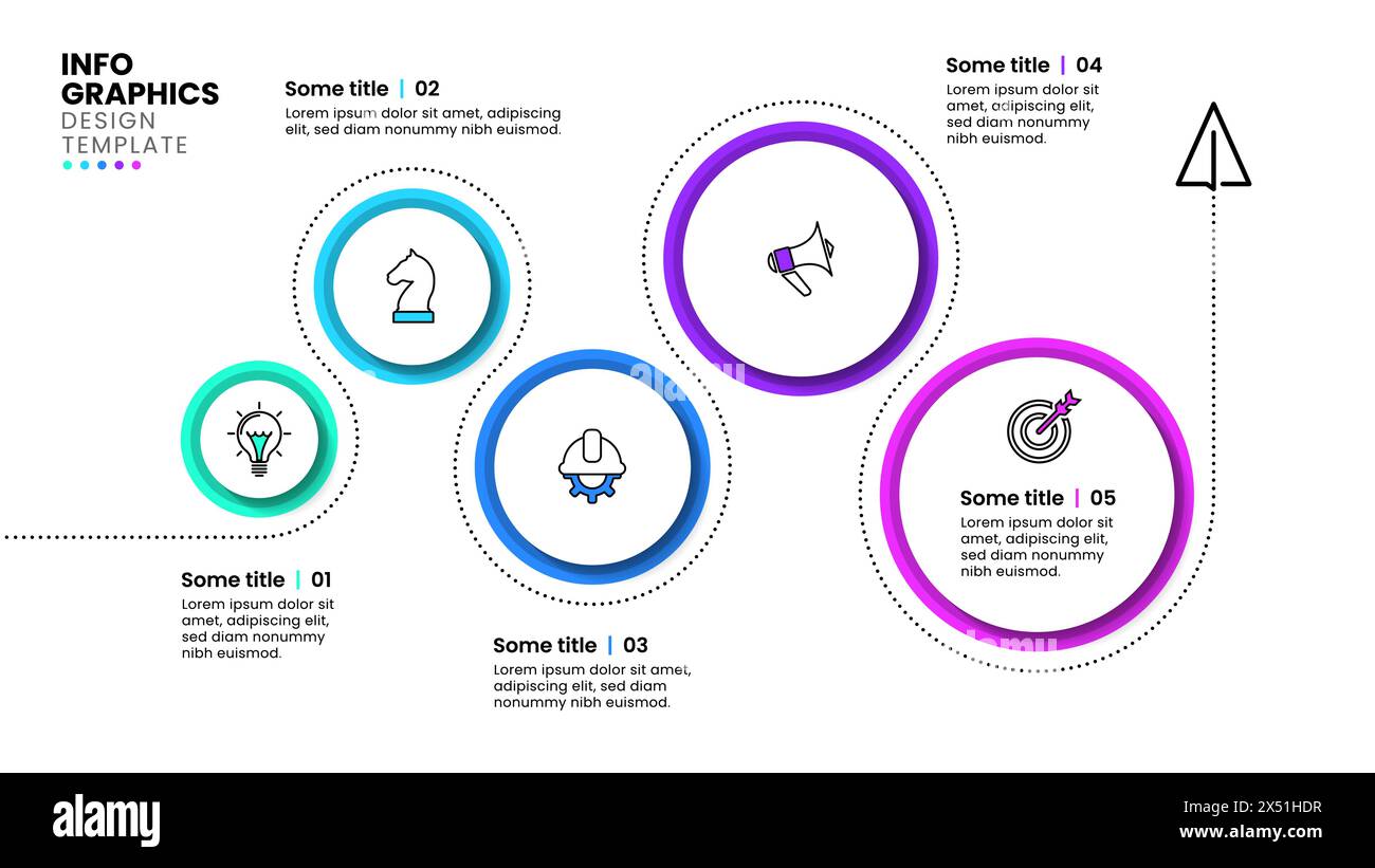 Infographic template with icons and 5 options or steps. Increasing ...