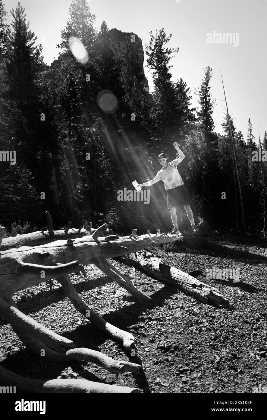 Hiking on lake near Black and White Stock Photos & Images - Alamy
