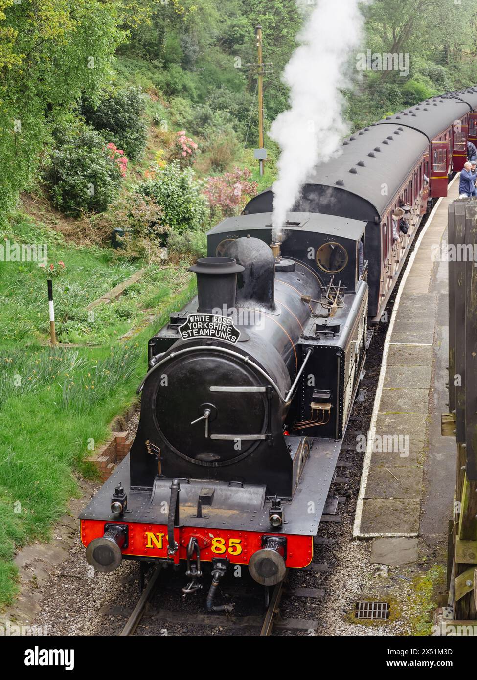 Steam train at Haworth Steampunk Weekend Stock Photo - Alamy