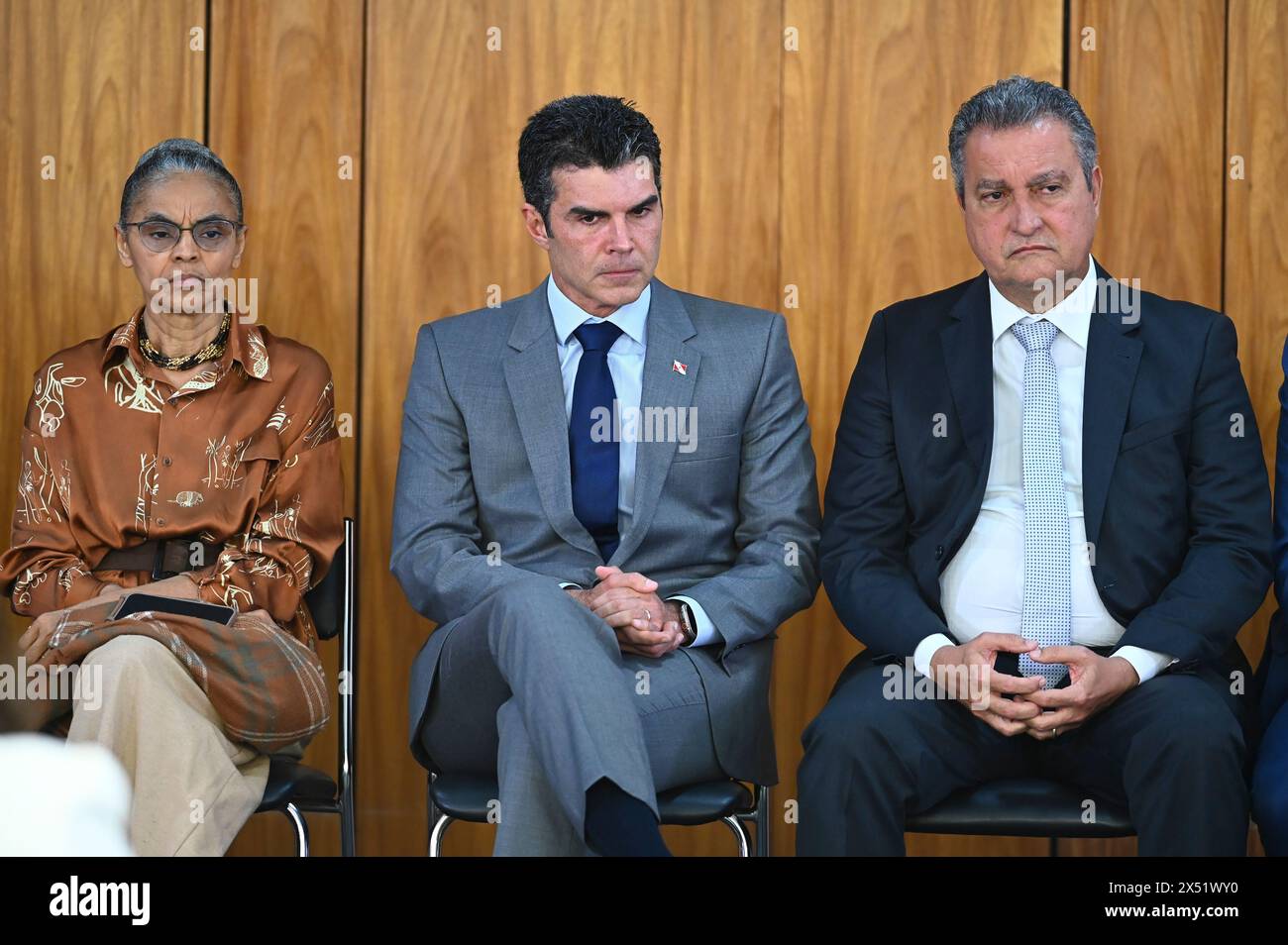 BRASÍLIA, DF - 06.05.2024: COP30 CONVÊNIO ITAIPU E GOVERNO DO PARÁ - Photo, Minister of the Environment Marina Silva, Minister Rui Costa and Governor Helder Barbalho. This Monday (6) the federal government will hold an agreement signing ceremony between Itaipu Binacional, the Government of Pará and the City of Belém, within the scope of COP30. (Photo: Ton Molina/Fotoarena) Stock Photo