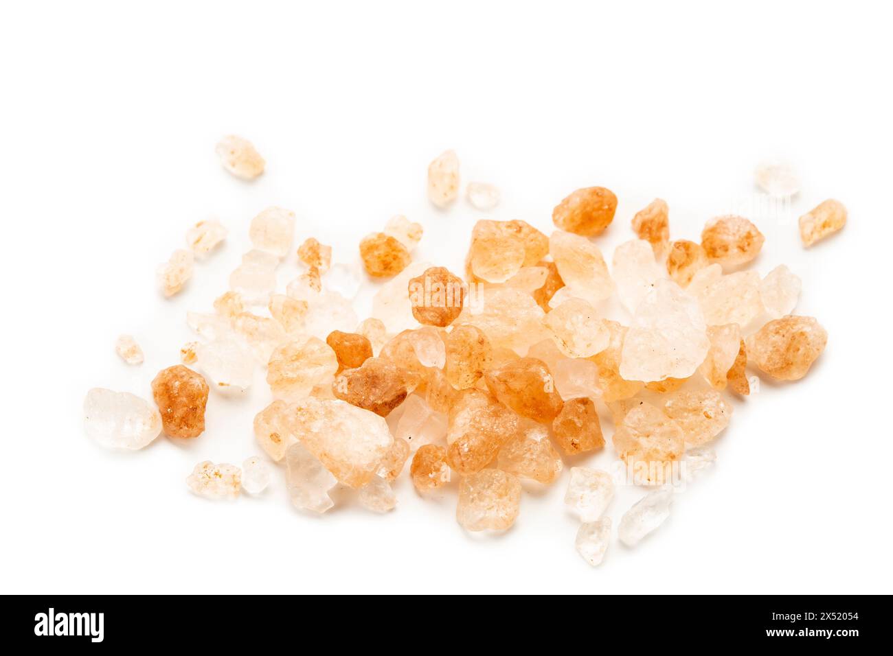 Himalayan pink salt on white background Stock Photo