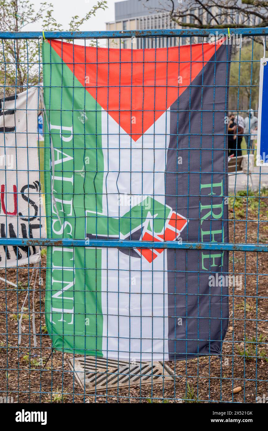 Proseminic Toronto, Canada. 05th May, 2024. A banner with pro-Palestinian message ...
