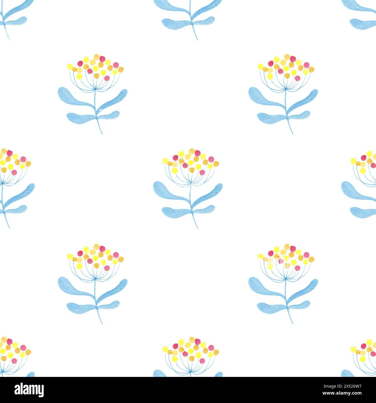 Botanical seamless pattern illustration with branches and yellow ...