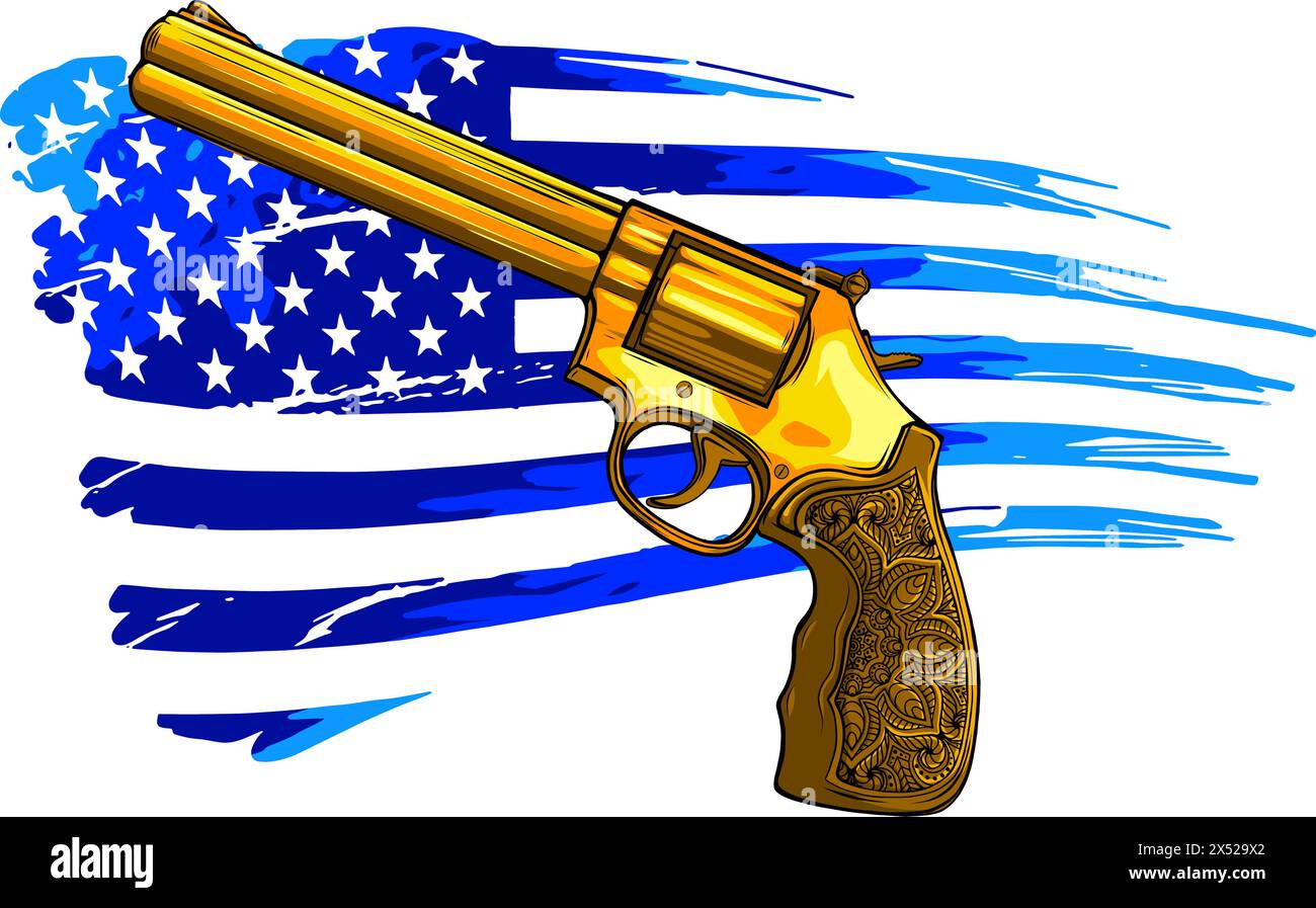 Revolver Pistol. Vintage Colt Revolver vector illustration Stock Vector ...