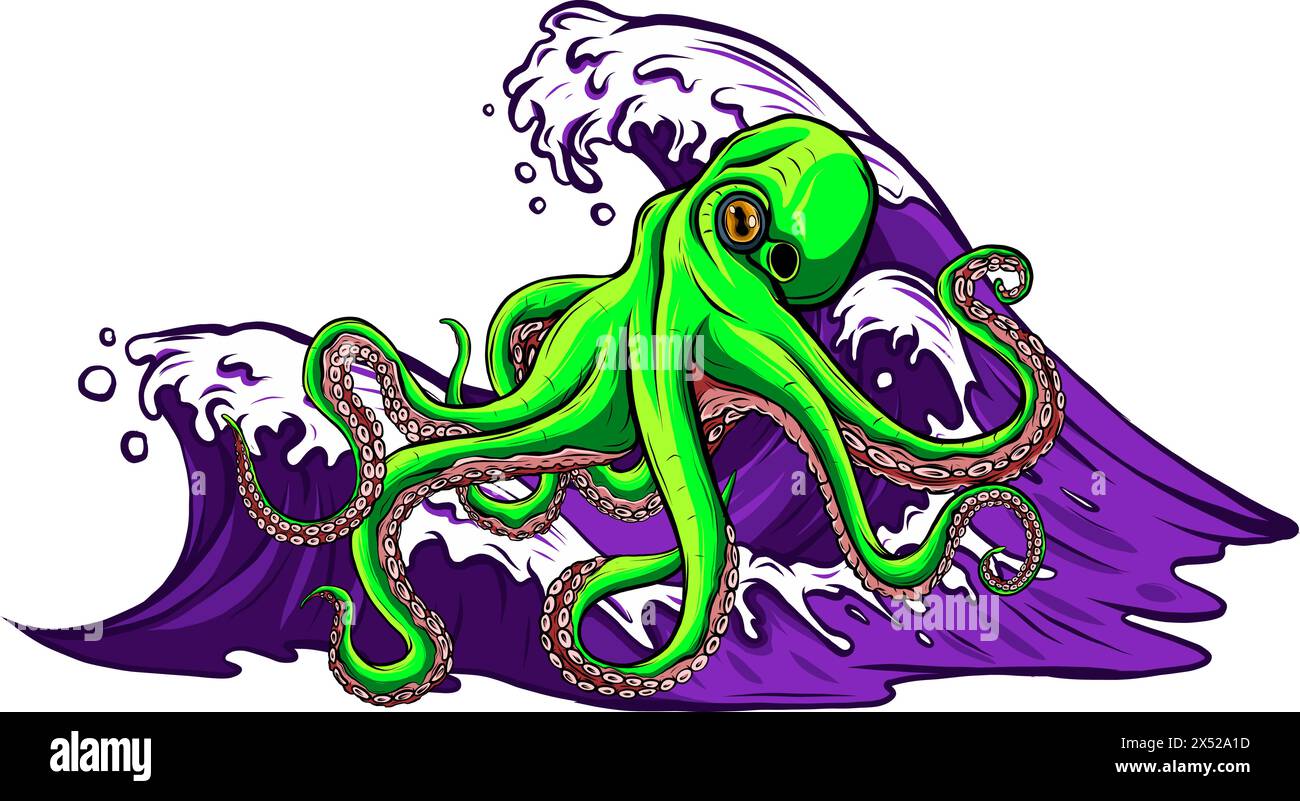 Blue Octopus Vintage Vector Art isolated on white. Engraving style ...